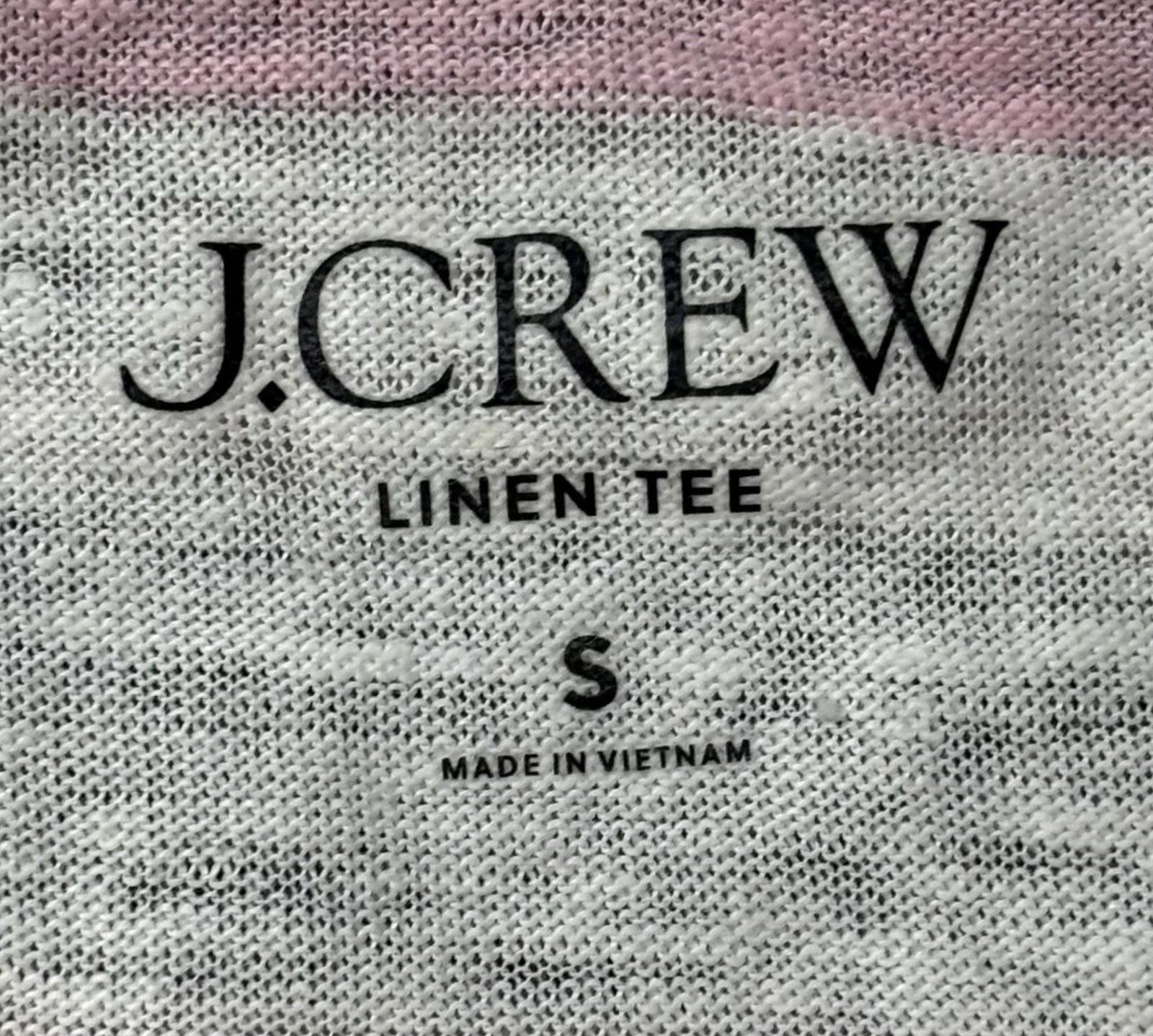 J.Crew J Crew Linen Tee Womens Small Top Pink White Striped Cuffed Size S / US 4 / IT 40 - 2 Thumbnail