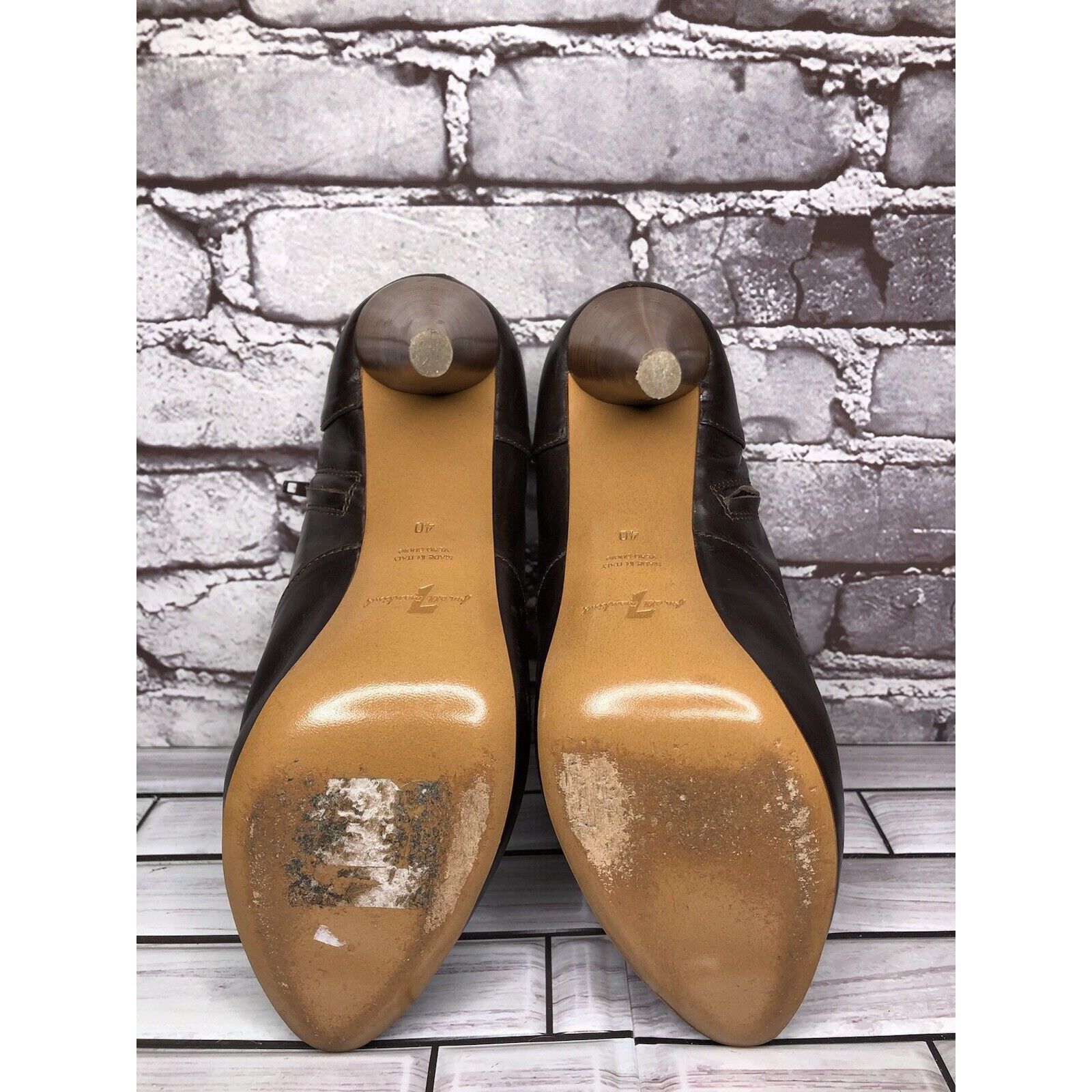 Other 7 Seven for all Mankind Brown Leather Wooden Heel Booties Wo Size US 9.5 / IT 39.5 - 16 Thumbnail