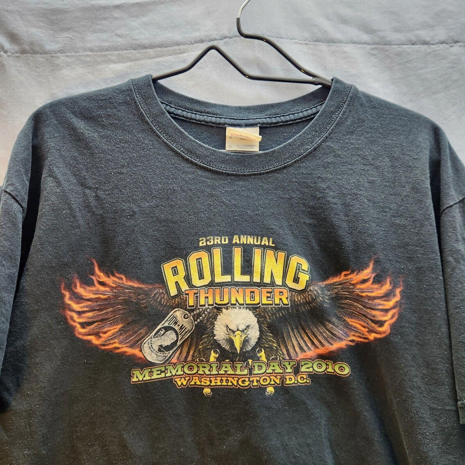Gildan 2010 Rolling Thunder Motorcycle Rally Tshirt Size Large Size US L / EU 52-54 / 3 - 2 Thumbnail