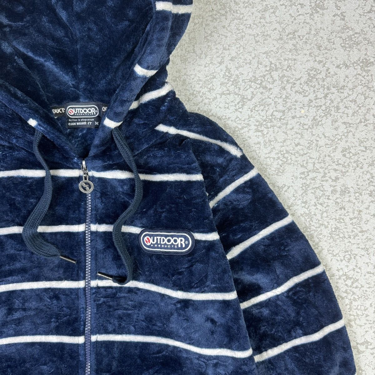 Japanese Brand Outdoor Products Stripe Matted Fleece Hooded Sweater Size US M / EU 48-50 / 2 - 5 Thumbnail