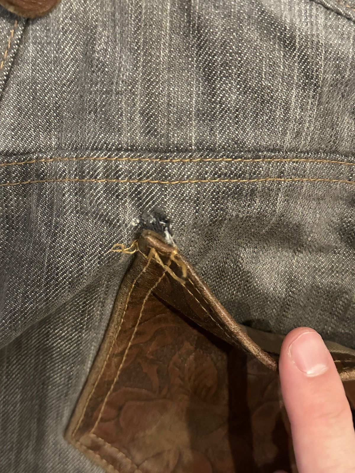 Obelisk Obelisk Y2K Flare Denim Leather patched Size US 33 - 9 Thumbnail