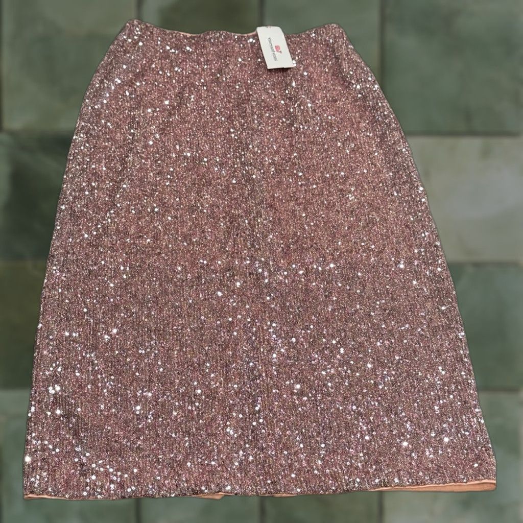 Vineyard Vines VINEYARD VINES Rose Gold Shimmer Stretch Sequin Midi Pencil Skirt XS Womens NWT Skirt Sequin Hidden Side Zipper Midi Rose Gold Formal 228 Size 26" / US 2 / IT 38 - 1 Thumbnail