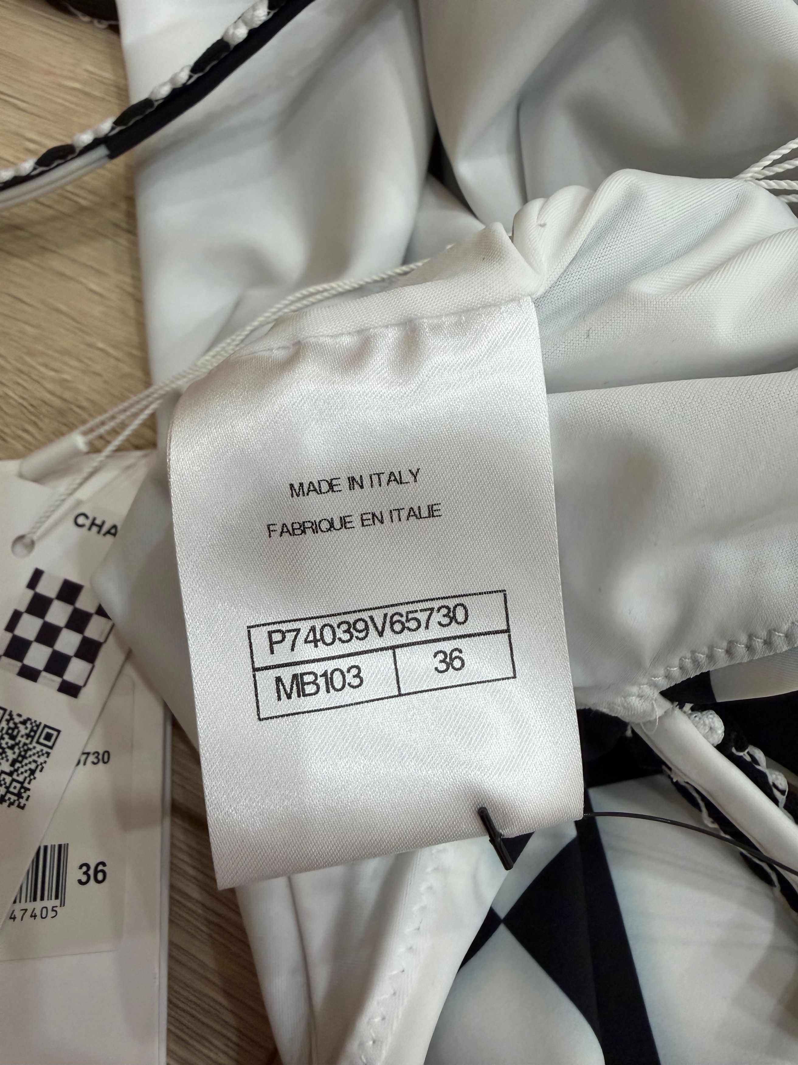 Chanel 23C White Checker CC Logo One Piece Swimsuit Bathingsuit 36 Size XS / US 0-2 / IT 36-38 - 14 Thumbnail