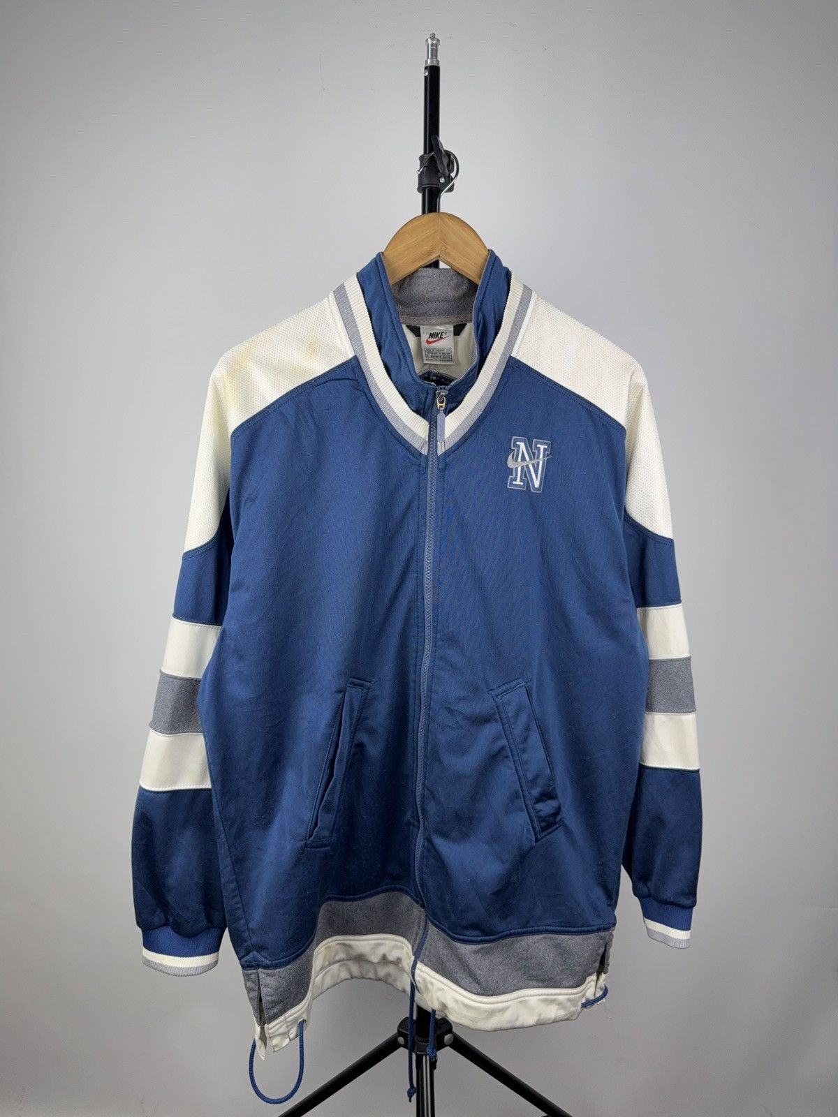Nike × Vintage 90s Nike Varsity Style Track Jacket Blue White Retro Y2K Size US S / EU 44-46 / 1 - 1 Thumbnail