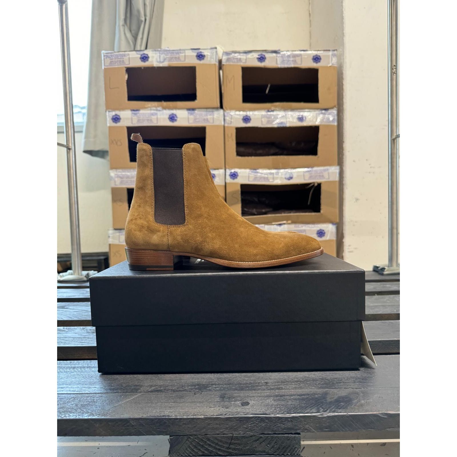 Saint Laurent Paris o1alsimx924 443208 Wyatt Chelsea Suede Boots in Brown Grailed