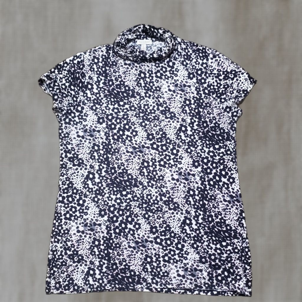 Madison Madison Shirt Womens L Turtleneck Sleeveless Black Grey Multicolor Casual Modern All Seasons Regular . Size L / US 10 / IT 46 - 1 Thumbnail