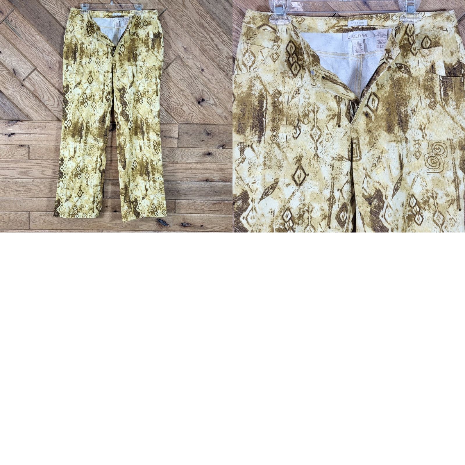 Vintage c.l.o.t.h.e.s. Pants Women Size 12 Tan Brown Geometric Tribal Bohemian Stretch Cotton Blend Twill Casual Vintage: No Size 34" / US 12 / IT 48 - 8 Thumbnail