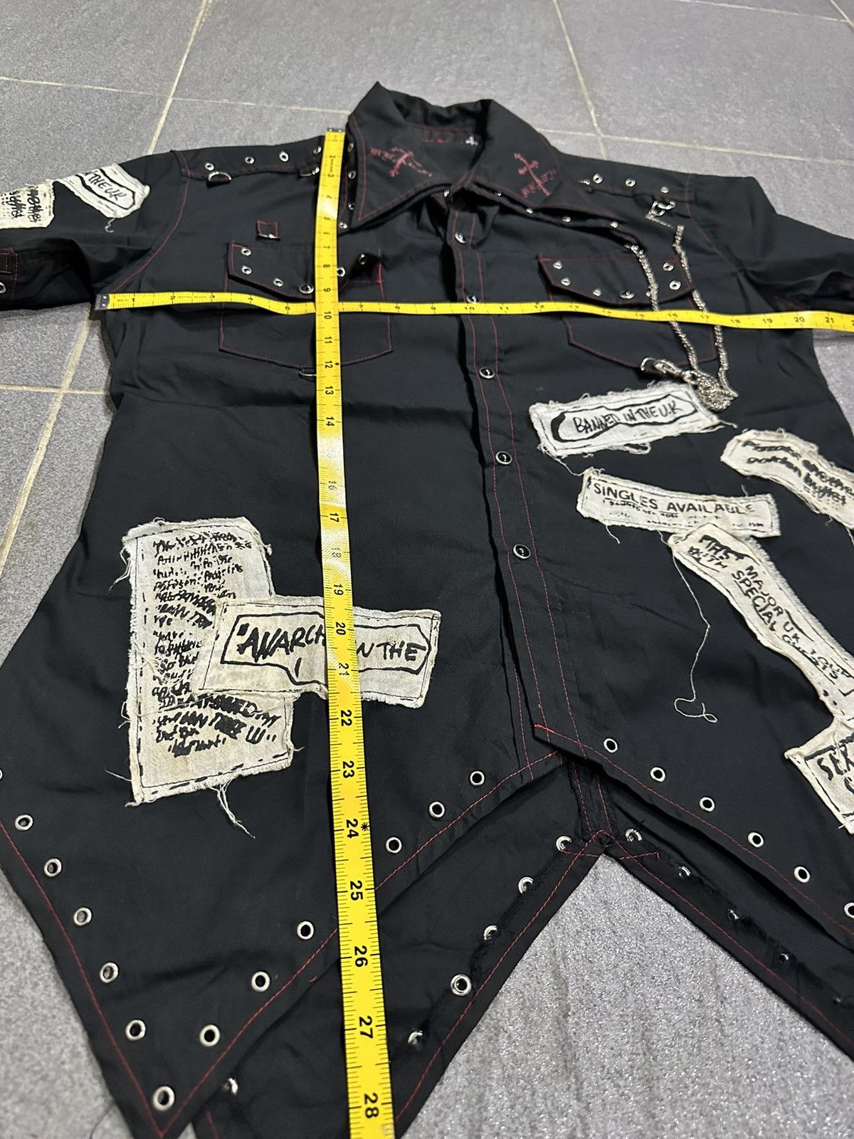 Japanese Brand Punk Asymmetrical Studded eyelets Shirt by Keystation Size US S / EU 44-46 / 1 - 8 Thumbnail