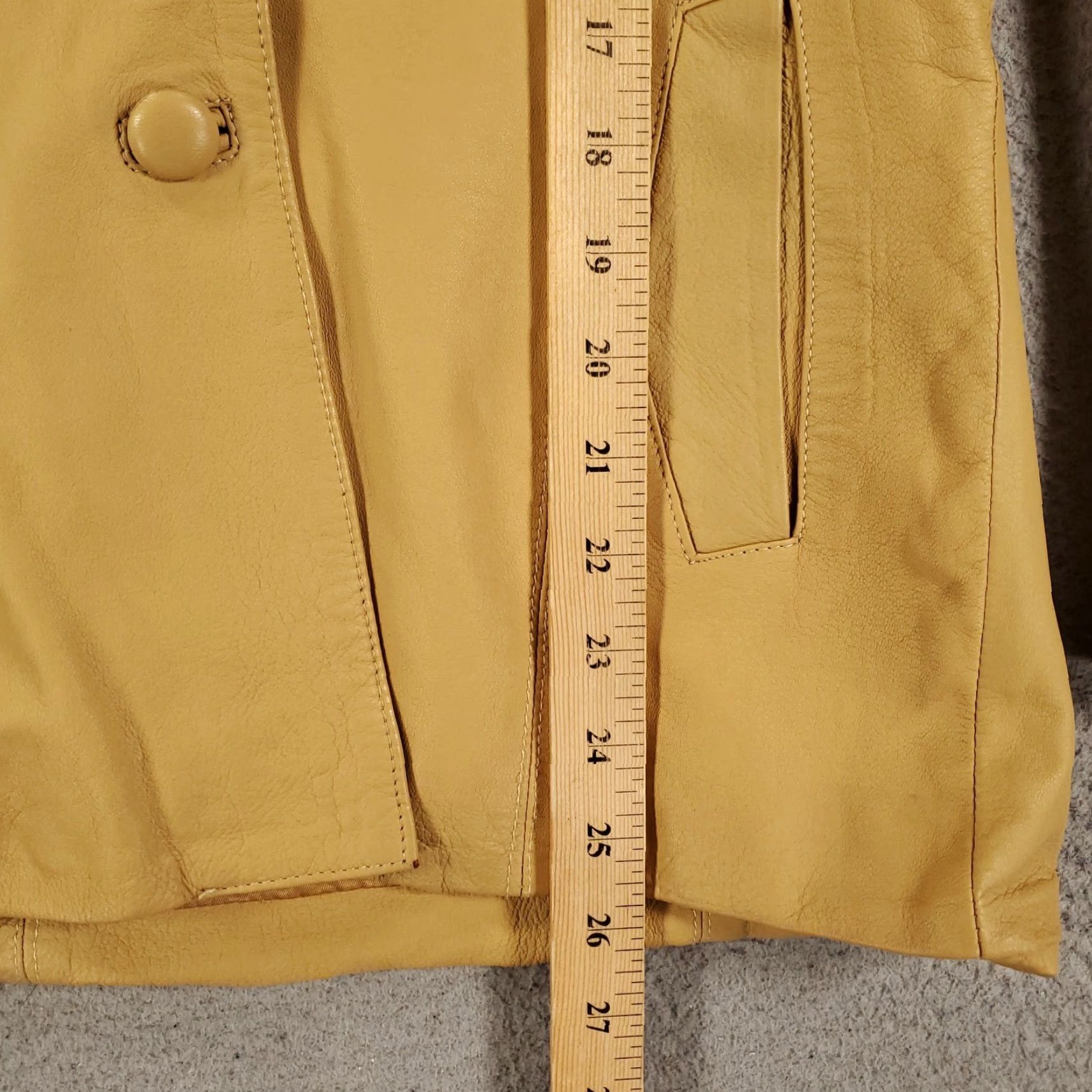 Vintage Ponte Vecchio Leather Jacket Womens Small S Tan Yellow Lined Button Up Mid-Length Long Sleeve Jacket Casual Basic 90s Classic Designer Italian French? Size S / US 4 / IT 40 - 3 Thumbnail