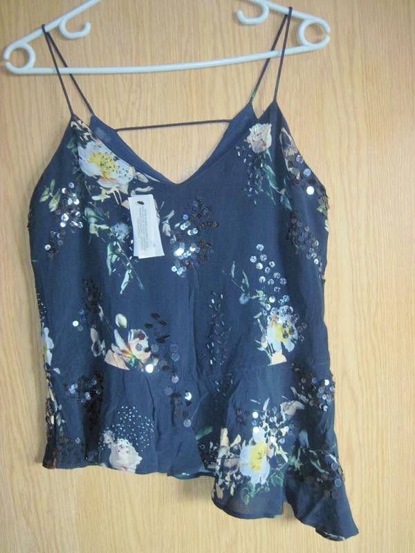River Island Asymmetric Beaded sequin camisole US sz 4 brand River Island Size S / US 4 / IT 40 - 4 Thumbnail