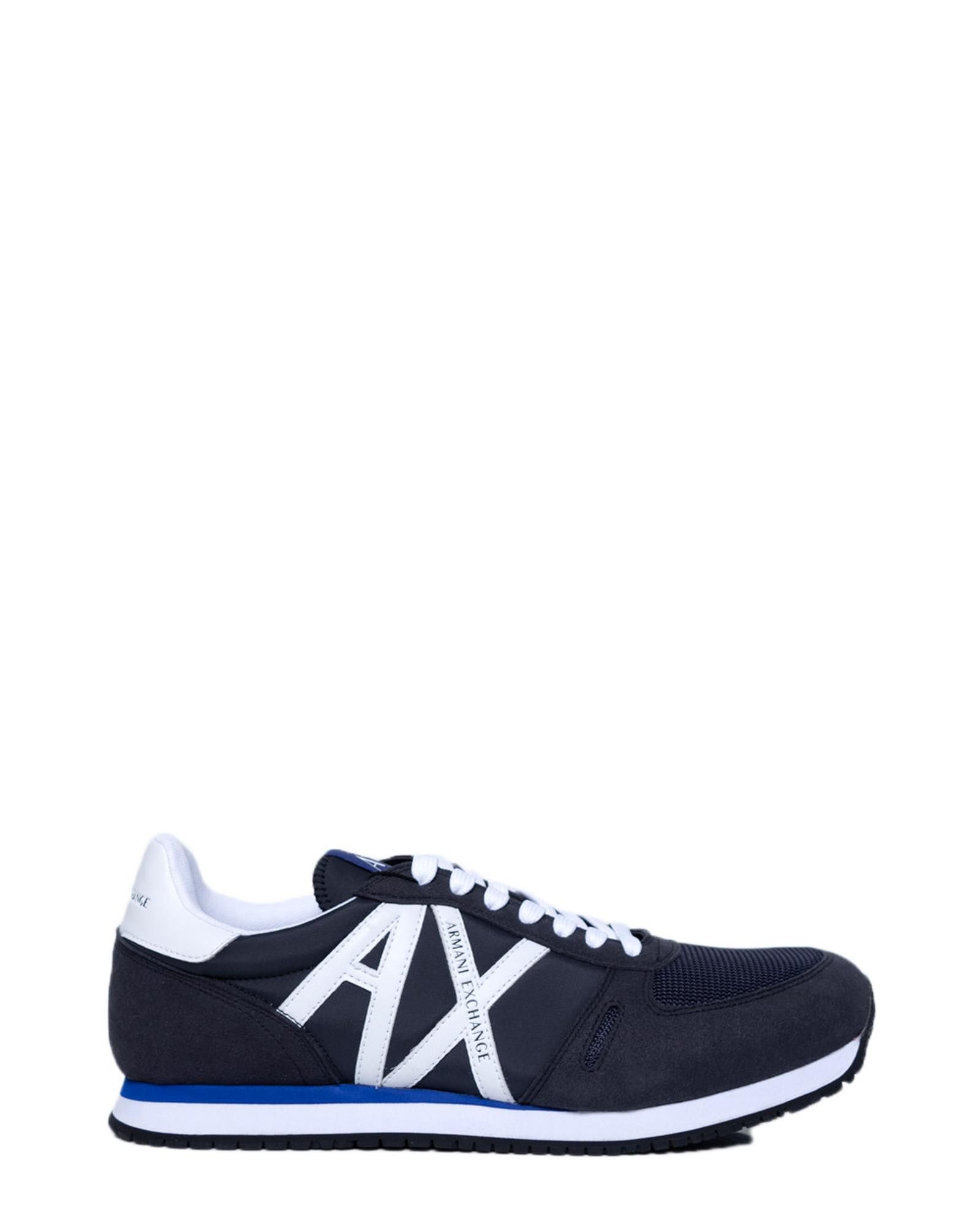 image of Armani Exchange Print Sporty Sneakers in Blue, Men's (Size 12)