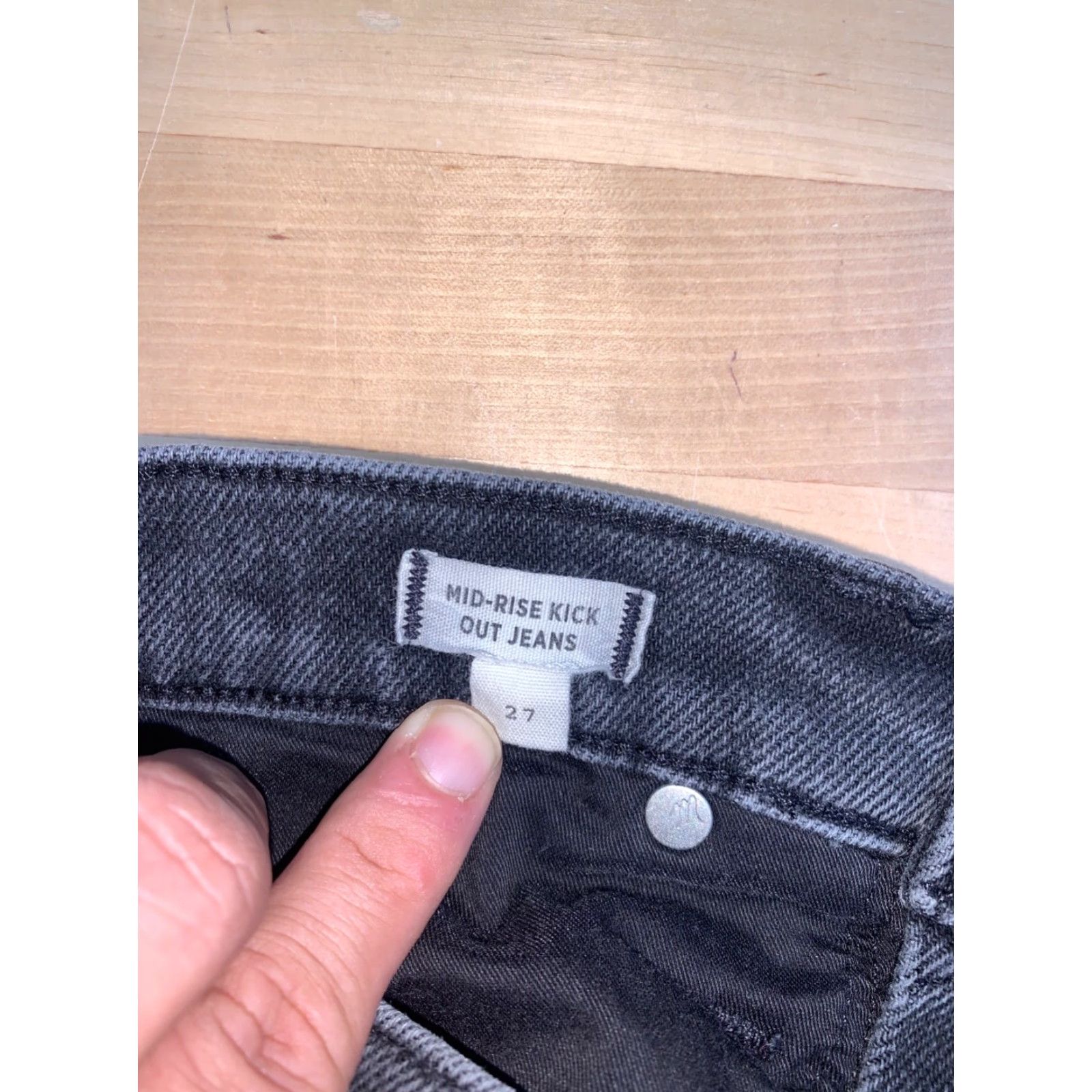 Madewell Jeans Womens Mid Rise Kick Out Flared 27 Black Denim 27x26