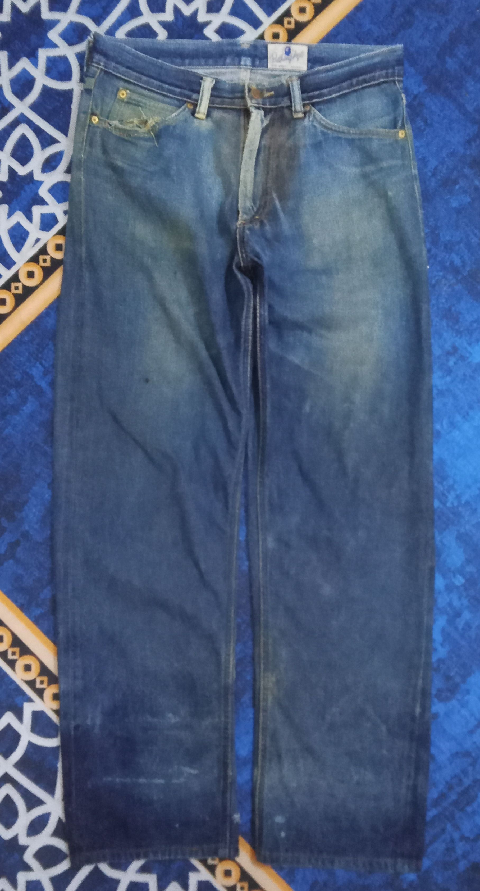 Bape A Bathing Ape Distressed Vintage Half Selvedge Jeans Size US 33 - 1 Thumbnail
