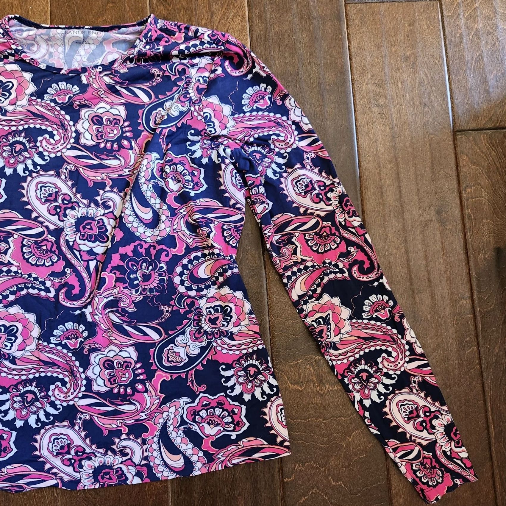 Lands' End Lands' End Blouse Paisley Long Sleeve - Junior S Womens Shirts Multicolor Nylon Spandex Pullover Casual Travel 90s? Size S / US 4 / IT 40 - 5 Thumbnail