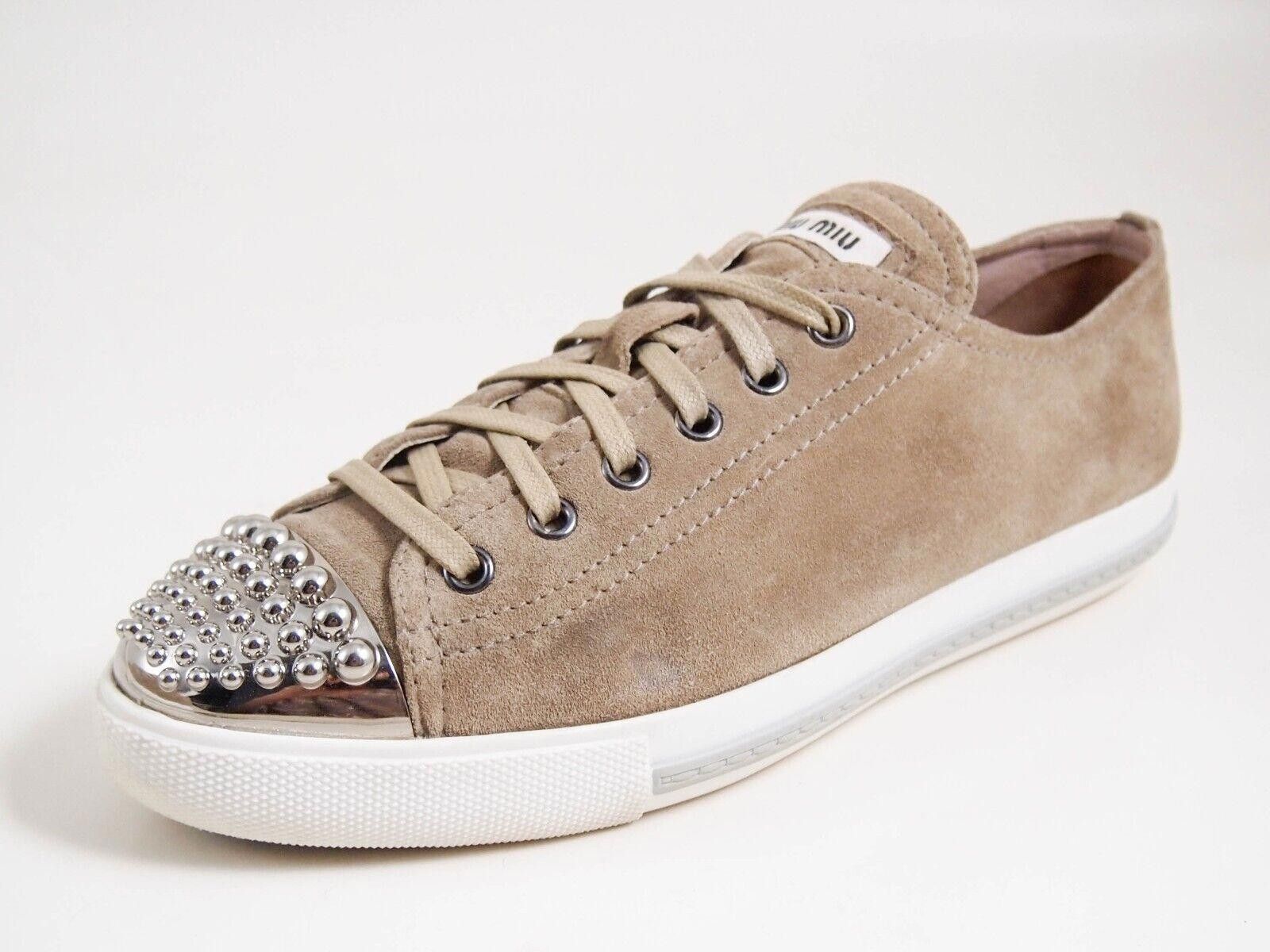 Miu Miu Miu Miu Metal Cap Toe Sneakers Brown Suede EU 38 US 8 Size US 8 / IT 38 - 2 Thumbnail