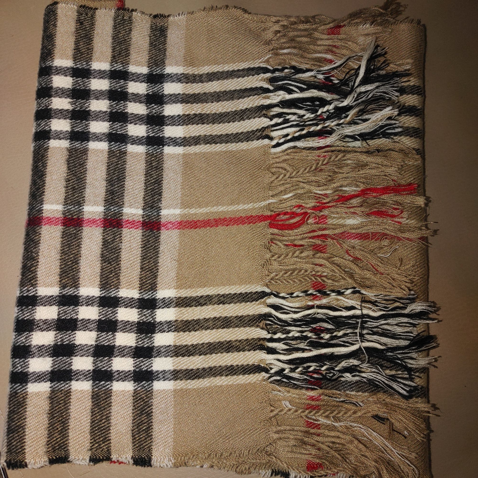 Other Nova Check Beige Plaid Scarf Wrap Blend Fringe 60 by 12 Clas Size ONE SIZE - 7 Thumbnail