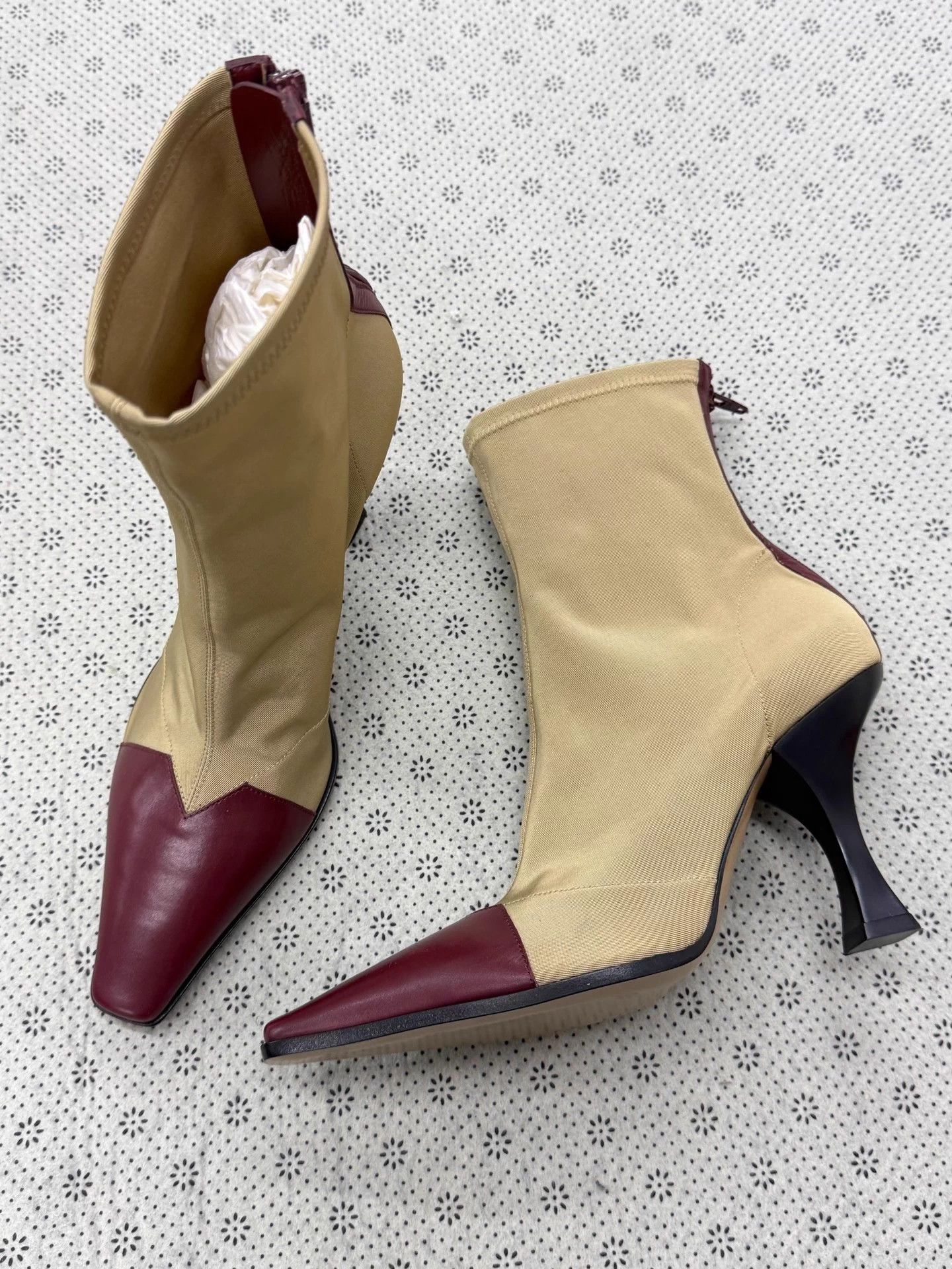 Celine Old Celine Heeled Short Boots Khaki Red 38.5 EU Size US 8.5 / IT 38.5 - 1 Thumbnail