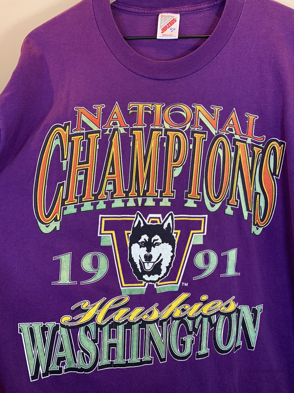 Vintage *RARE* Vintage 1991 Washington Huskies National Champs Shirt Size US XL / EU 56 / 4 - 2 Thumbnail
