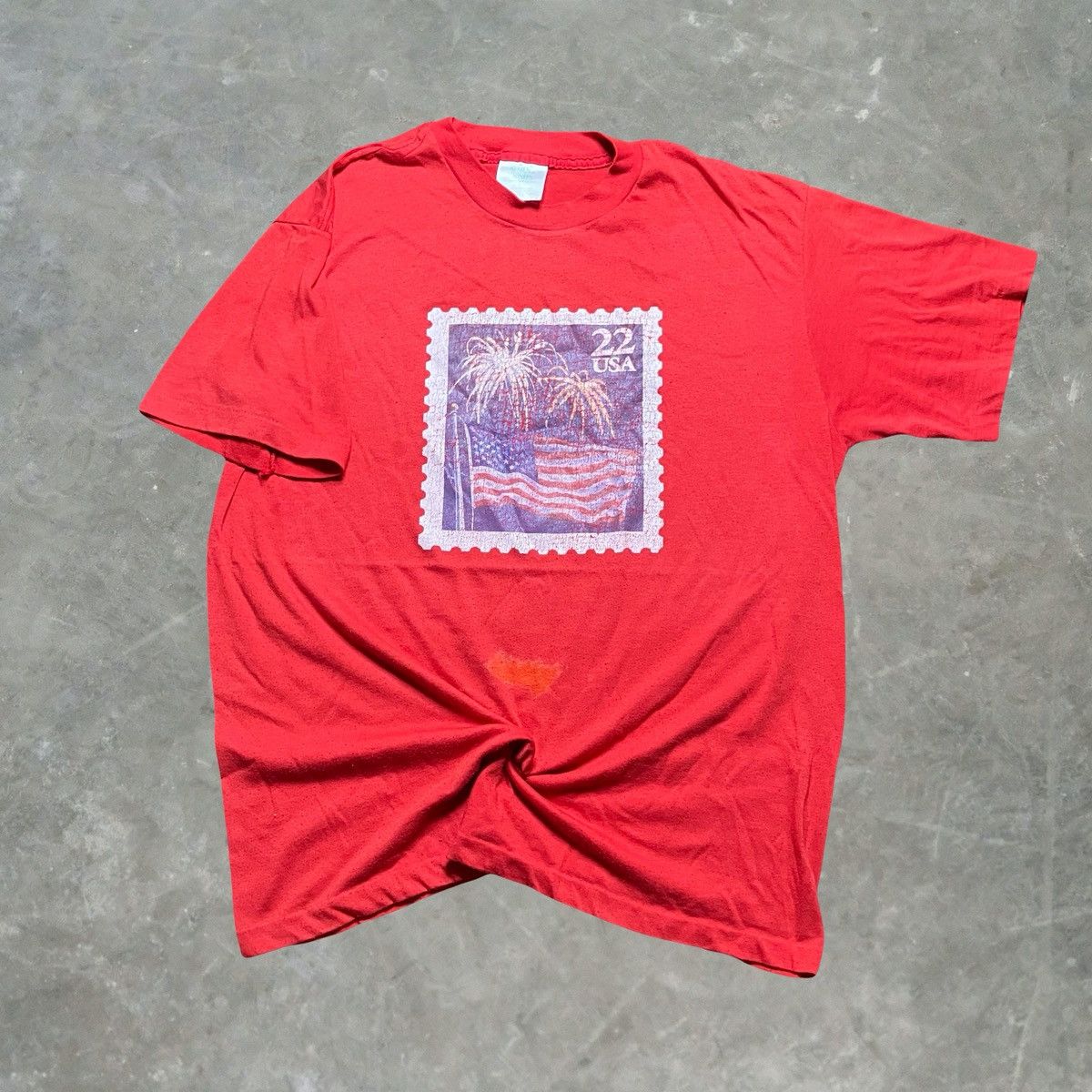 Vintage Vintage USA Flag July 4th Stamp Graphic T Shirt Size US L / EU 52-54 / 3 - 1 Thumbnail