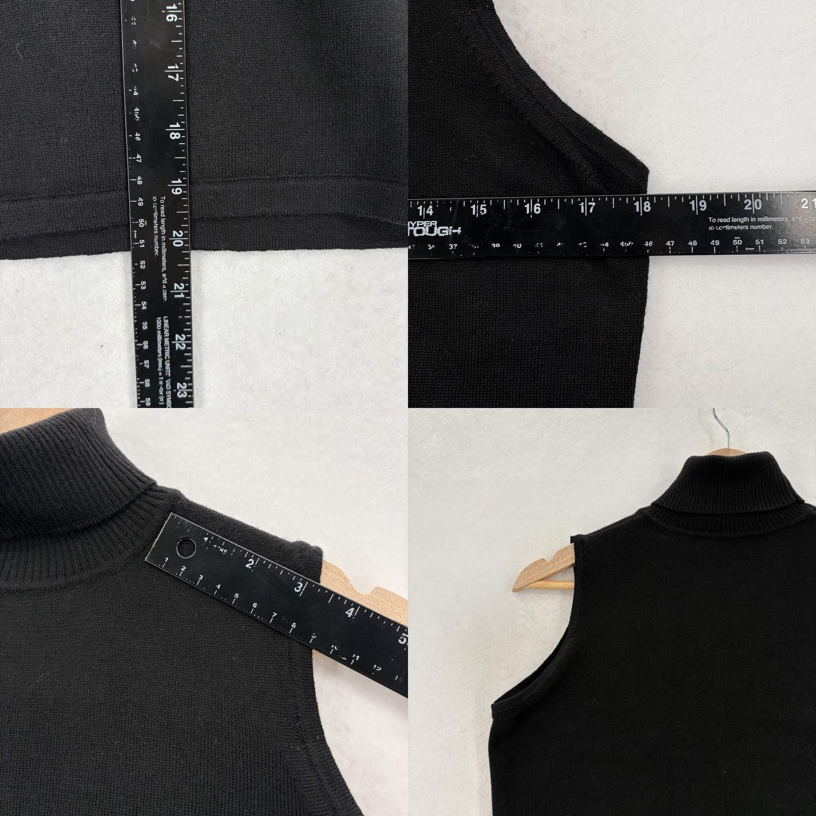 Vintage Kate Hill Sweater Vest Womens PL Black 100% Merino Wool Turtleneck Italy NWT Size L / US 10 / IT 46 - 8 Thumbnail
