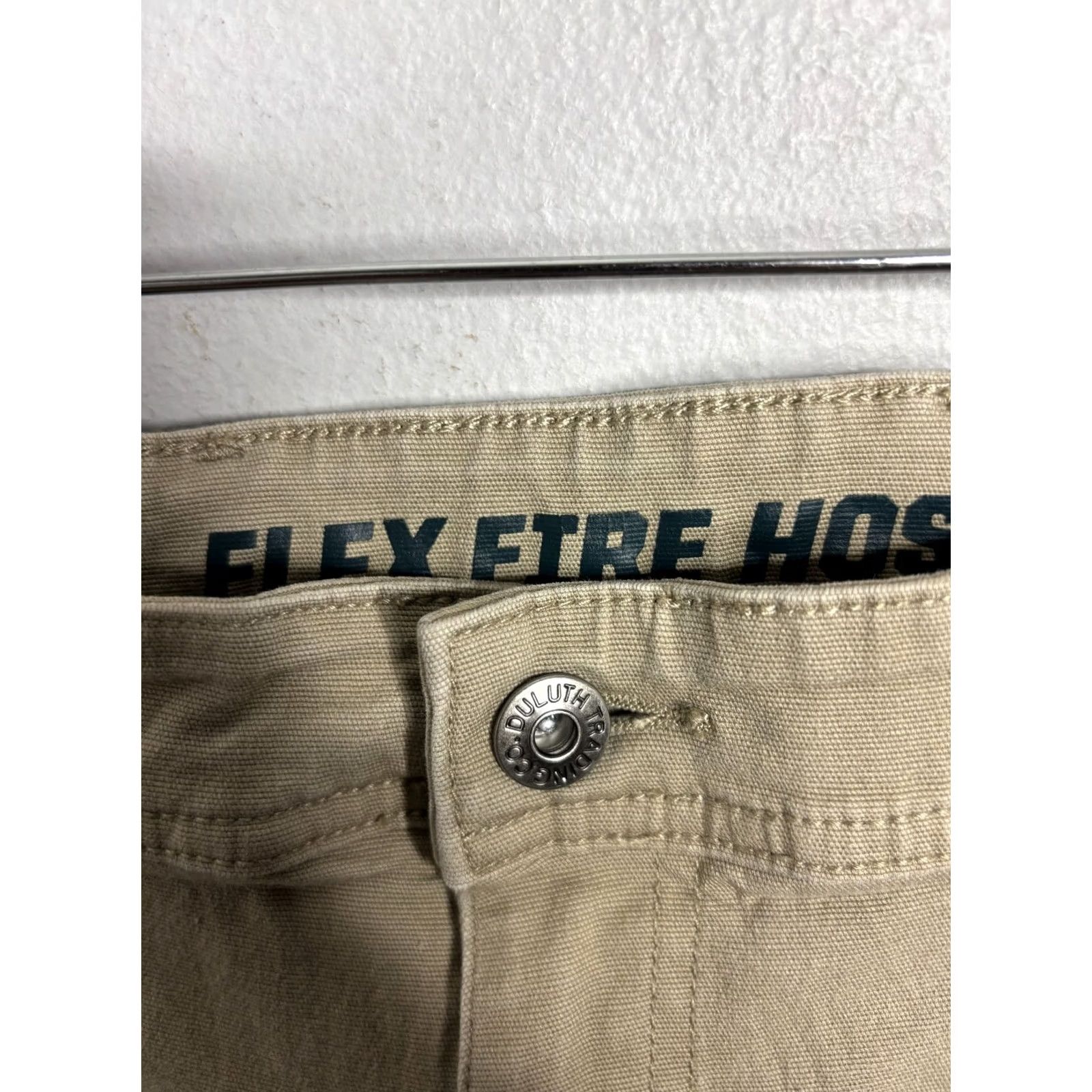 Vintage Duluth Trading Flex Fire Hose Work Pants Men 38x30 Beige Canvas Carpenter Stretch Pockets Logo USA 5086 Size US 38 / EU 54 - 3 Thumbnail