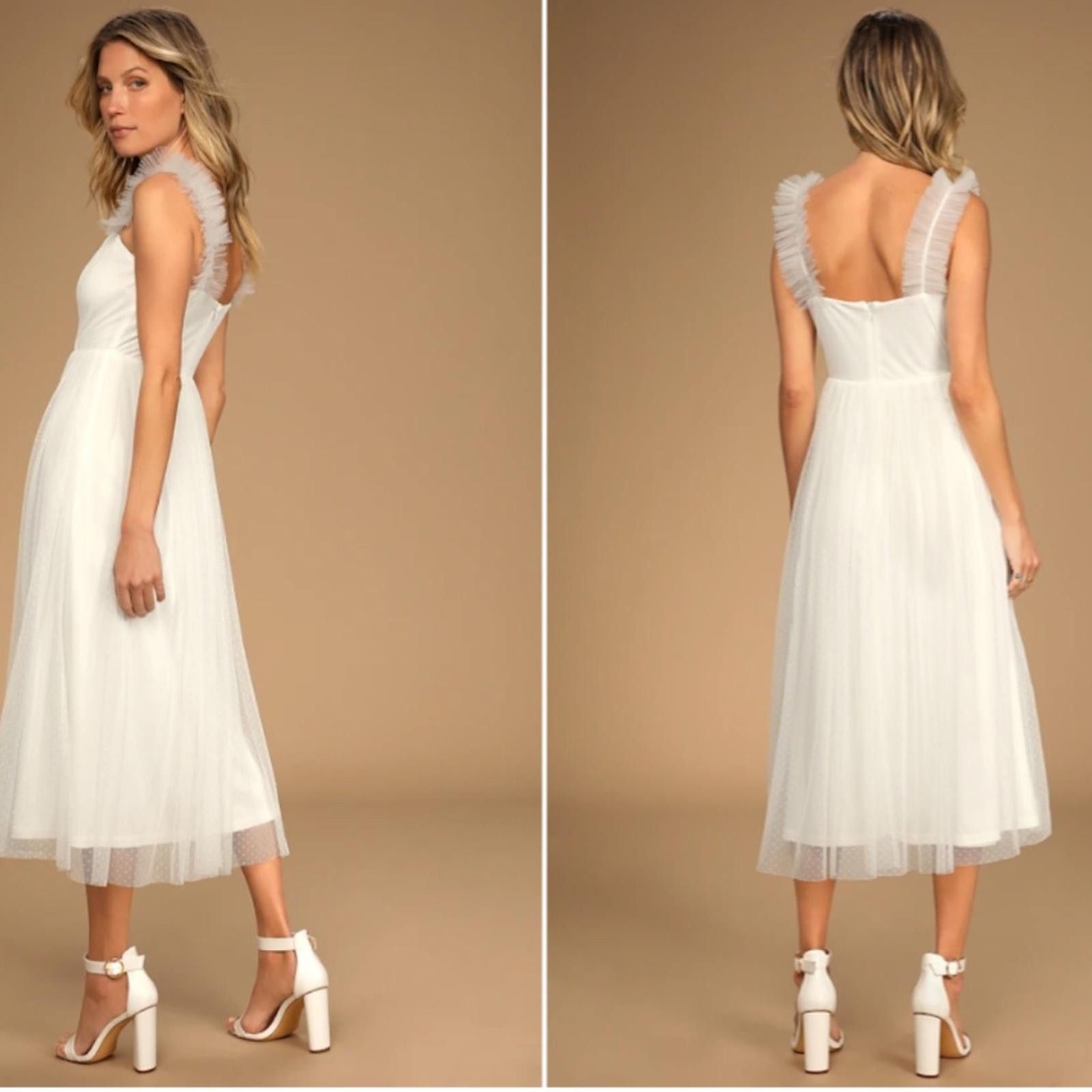 Lulus LULU's Bridal Shower Engagement Swiss Dot Honeymoon Midi Size M / US 6-8 / IT 42-44 - 4 Thumbnail
