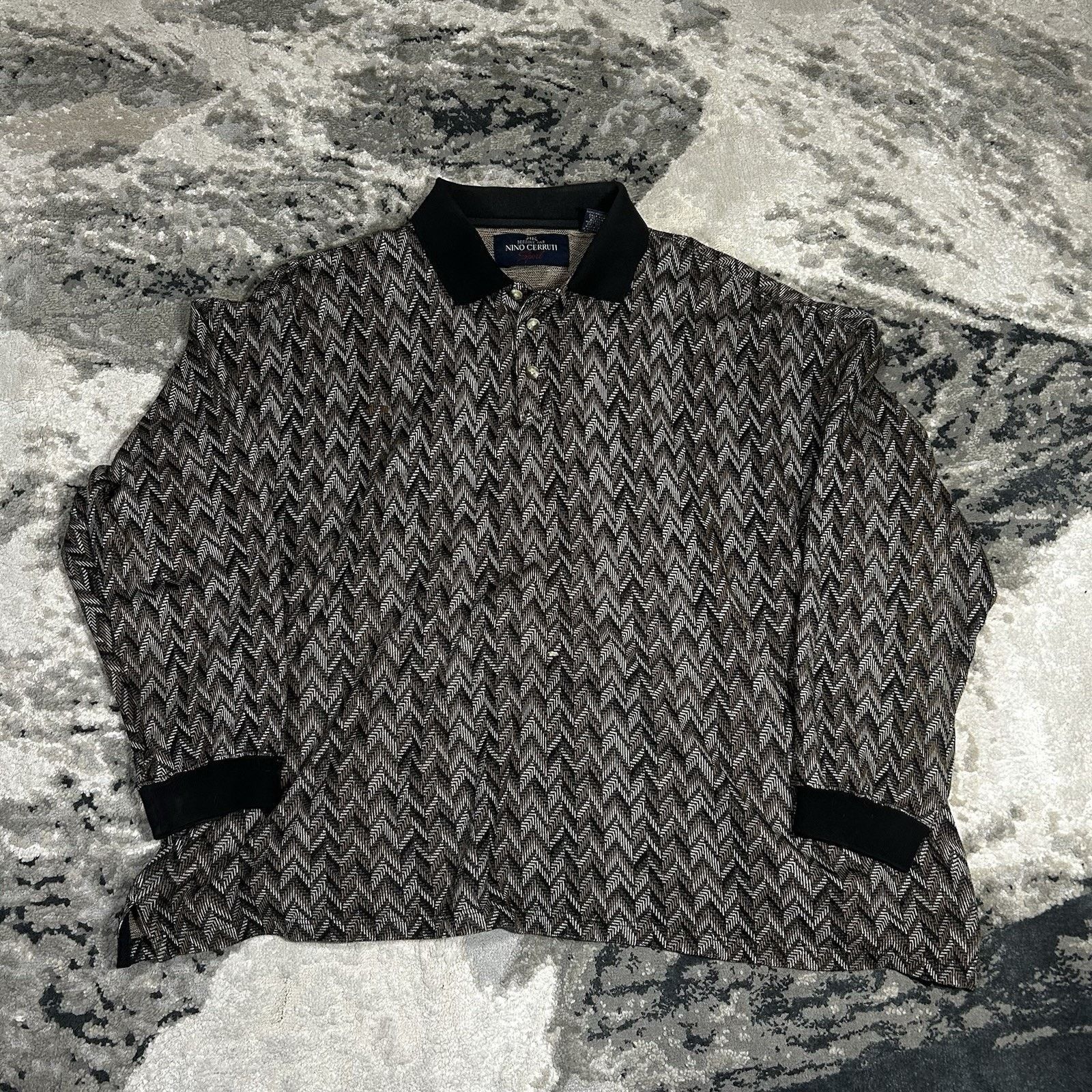 & Other Stories Nino Cerruti Sport Plaid Long Sleeve Polo XL Vintage 90s Size US XL / EU 56 / 4 - 1 Thumbnail