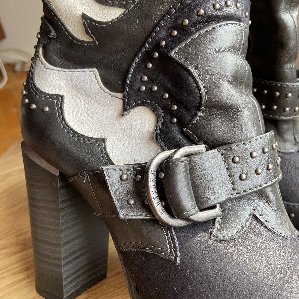 Mustang 📌 Crazy Vintage Mustang Cowboy Leather Boots Size US 8 / IT 38 - 5 Thumbnail