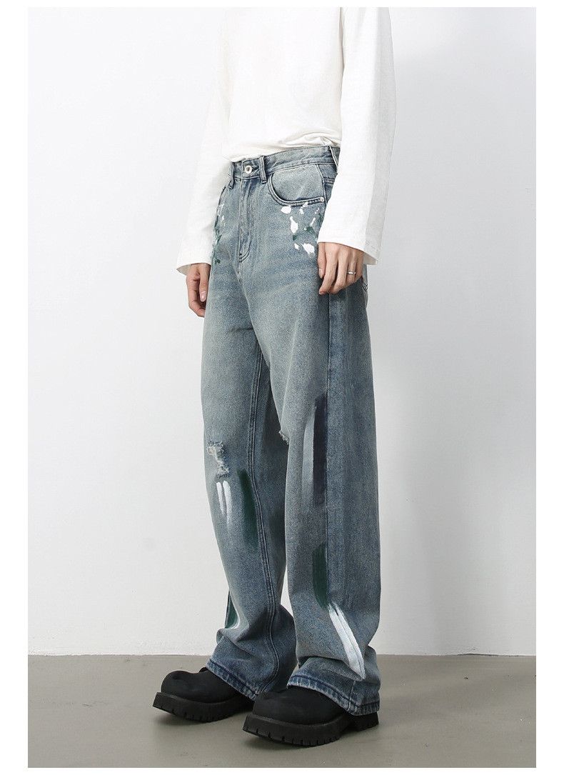 Japanese Brand × Jean American street graffiti design ripped jeans men's loose Size US 32 / EU 48 - 6 Thumbnail