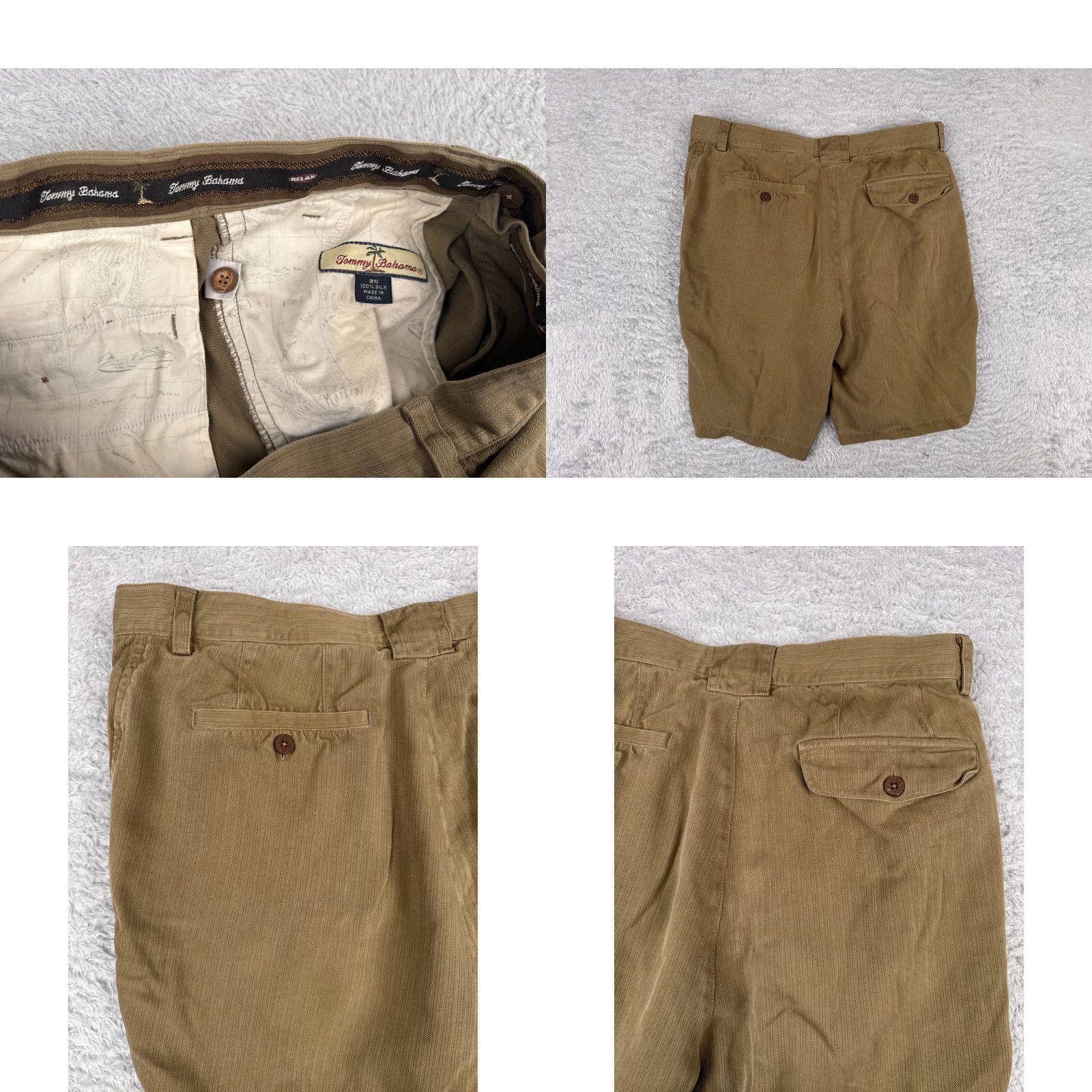 Tommy Bahama Tommy Bahama Shorts Men Bermuda 35 Brown Silk Pleated 100% Silk Beach Vacation 34x8 Bermuda Shorts Mens Size US 35 - 9 Thumbnail