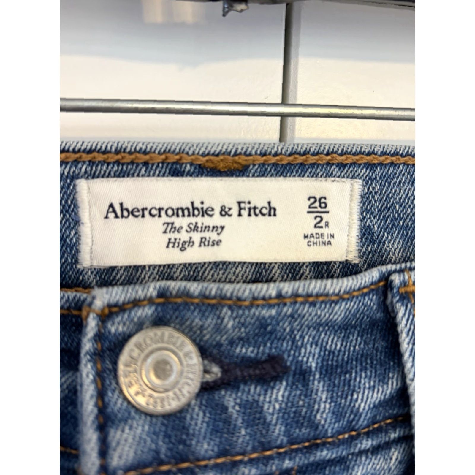 Abercrombie & Fitch VINTAGE Abercrombie Fitch Womens High The Skinny High Rise Jeans 2R Regular Fit 5-Pocket Denim Blue Cotton Spandex Wash Medium Size 26" / US 2 / IT 38 - 5 Thumbnail
