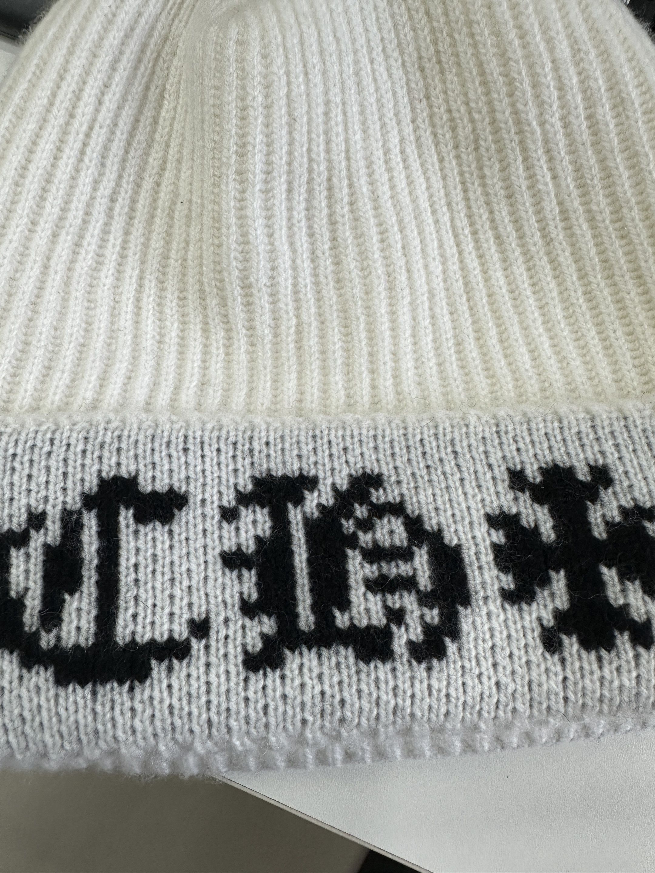 Chrome Hearts Big Daddy Knit Cashmere White Beanie