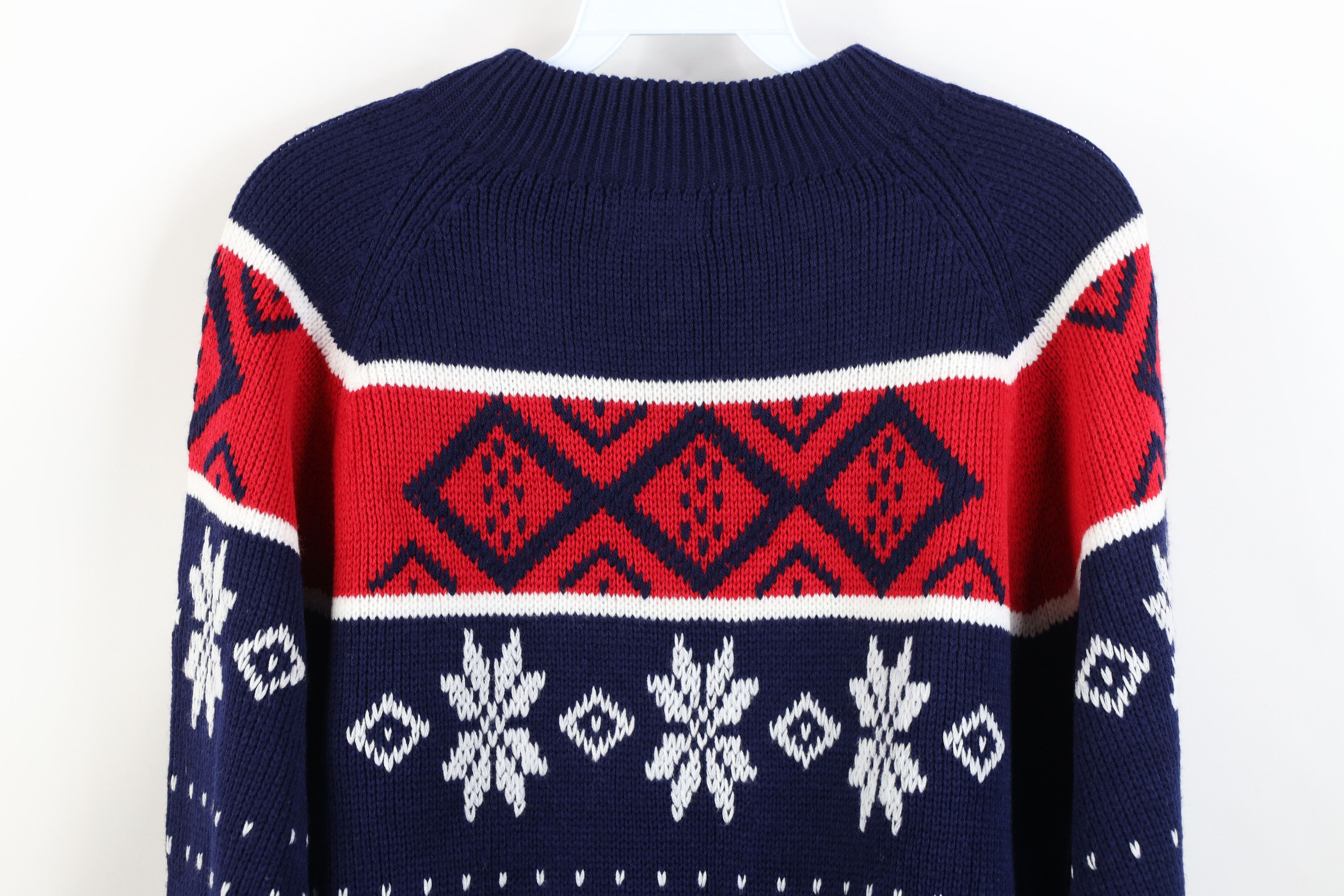 Vintage Vintage 70s Streetwear Fair Isle Snowflake Mock Neck Sweater Size US M / EU 48-50 / 2 - 10 Thumbnail