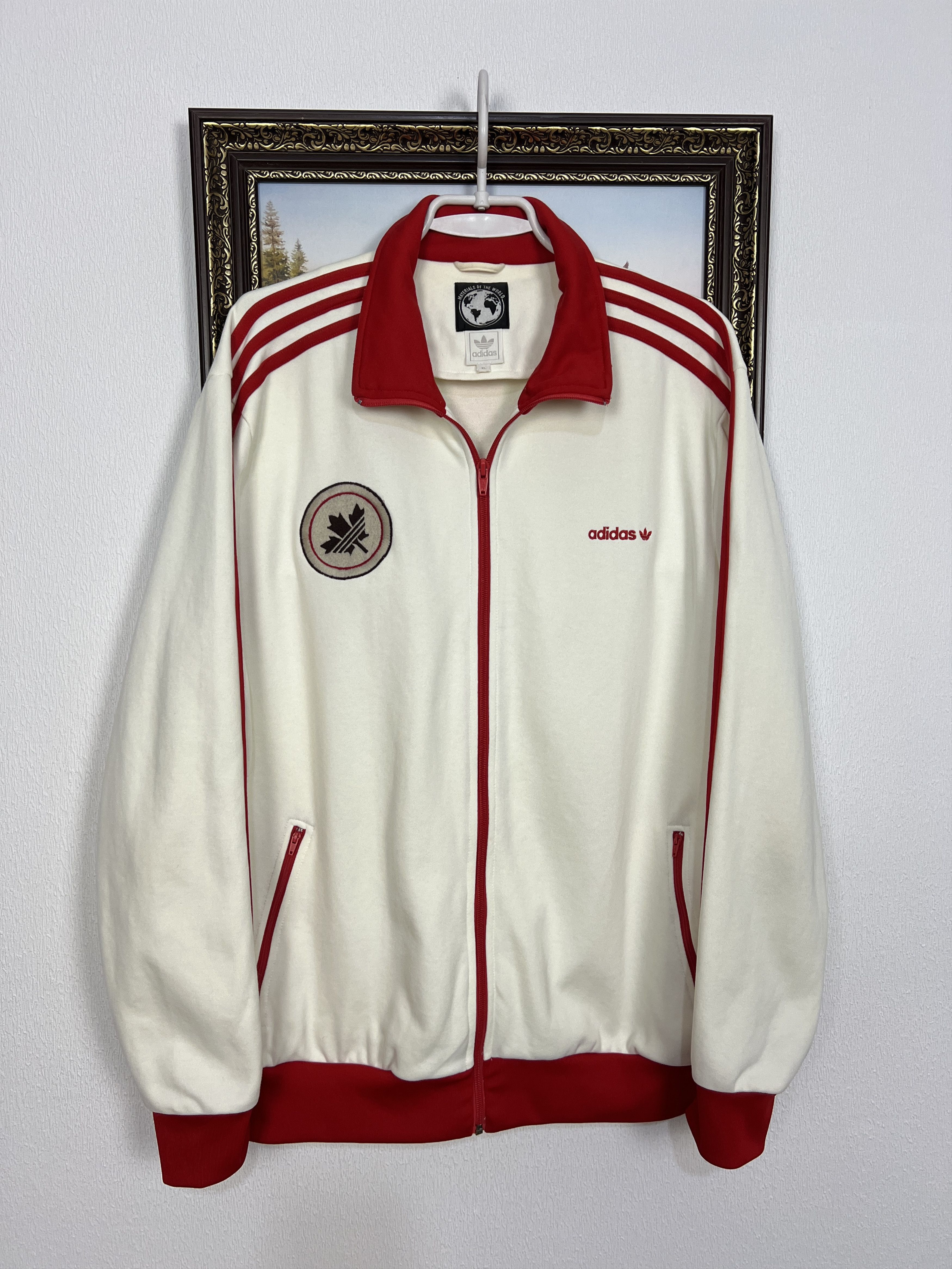 80s adidas vintage track jacket 白赤 Adidas × Streetwear × Vintage Adidas 80s Model Canada Olympics