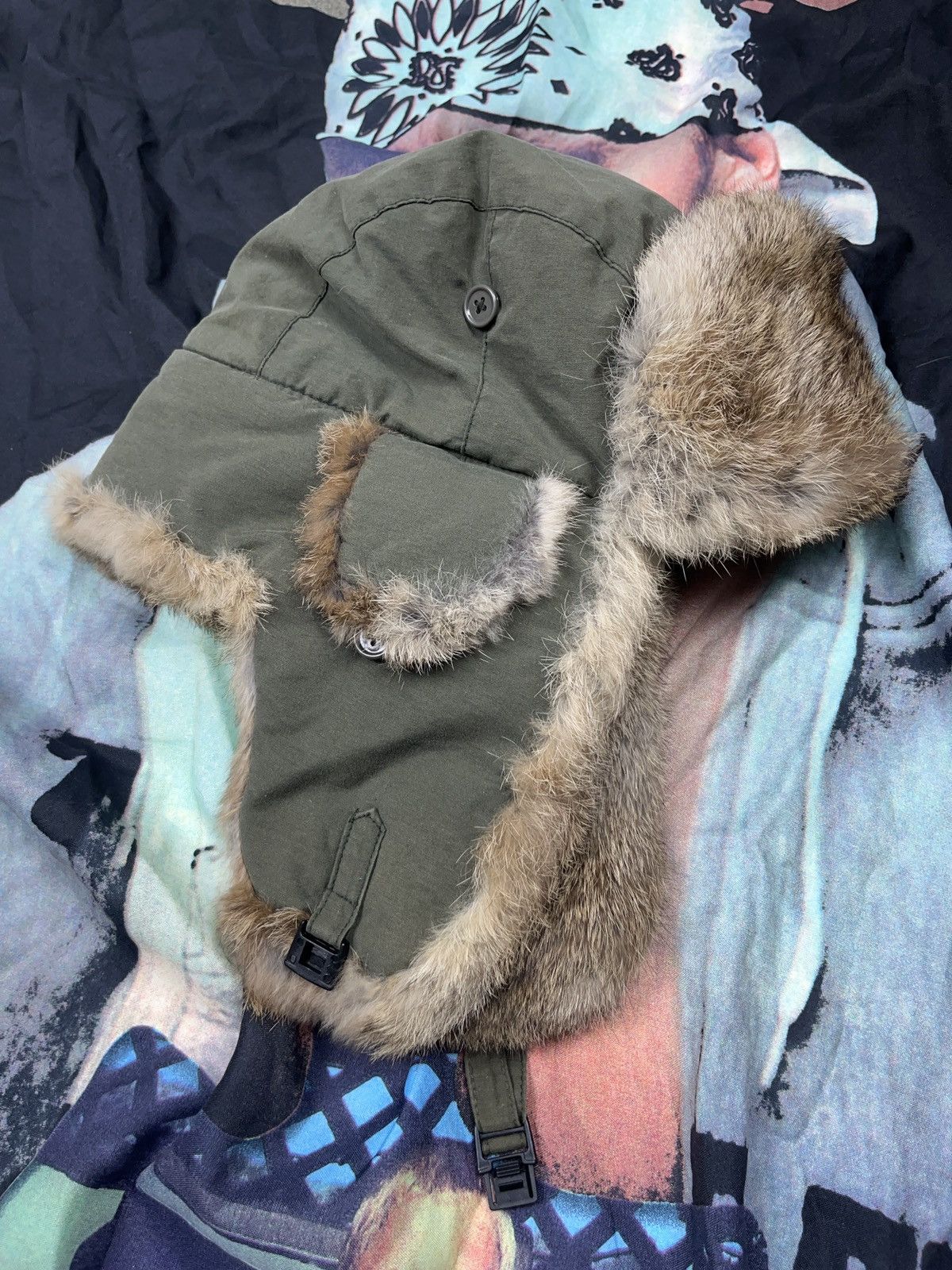 Vintage Elch Vintage Real Rabbit Fur Trapper Hat Aviator y2k Earflap Size ONE SIZE - 4 Thumbnail