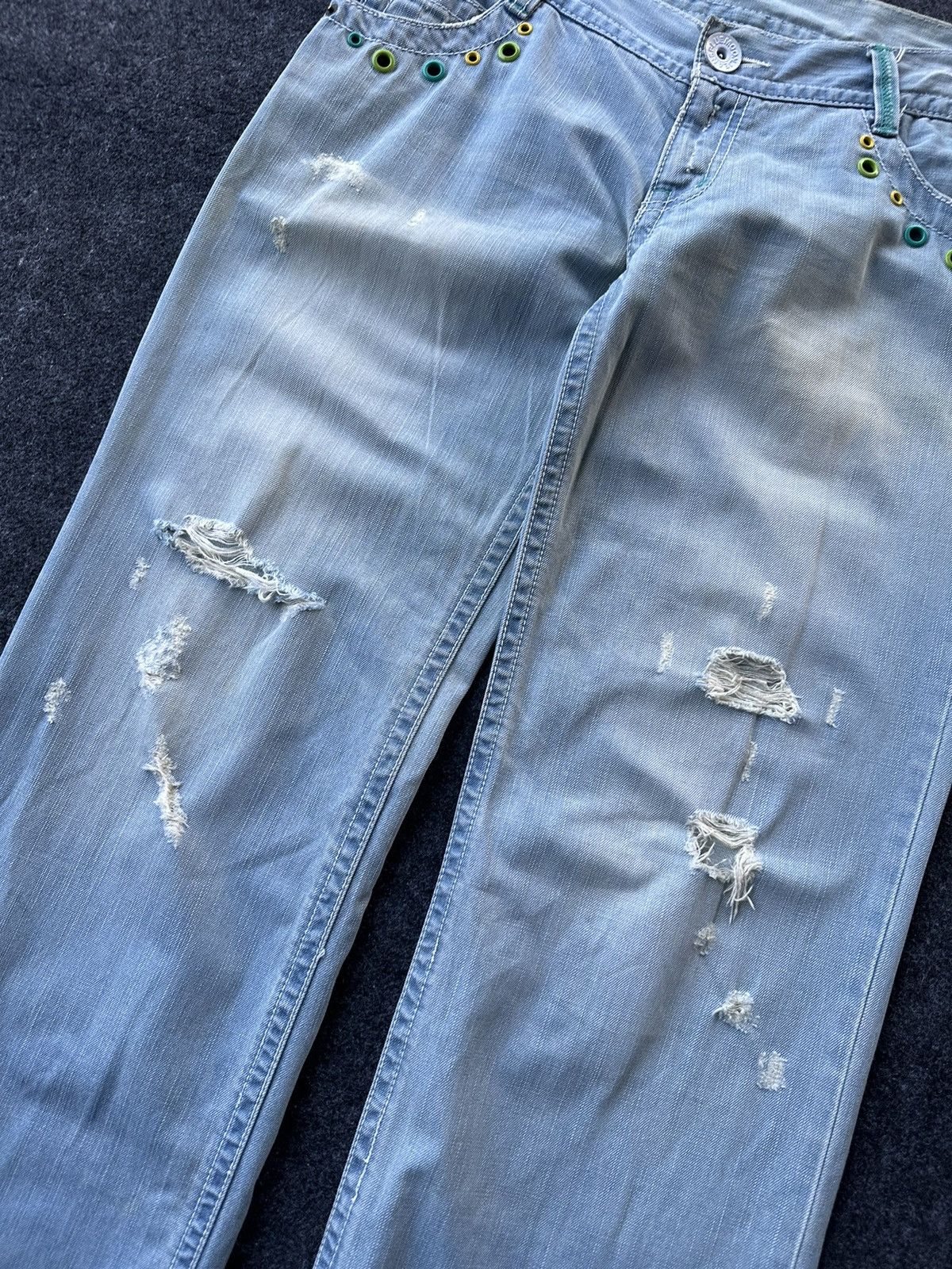 Blue Blue Japan 90s Bluemoon Surf Distressed Vintage Denim D232 Size US 29 - 6 Thumbnail