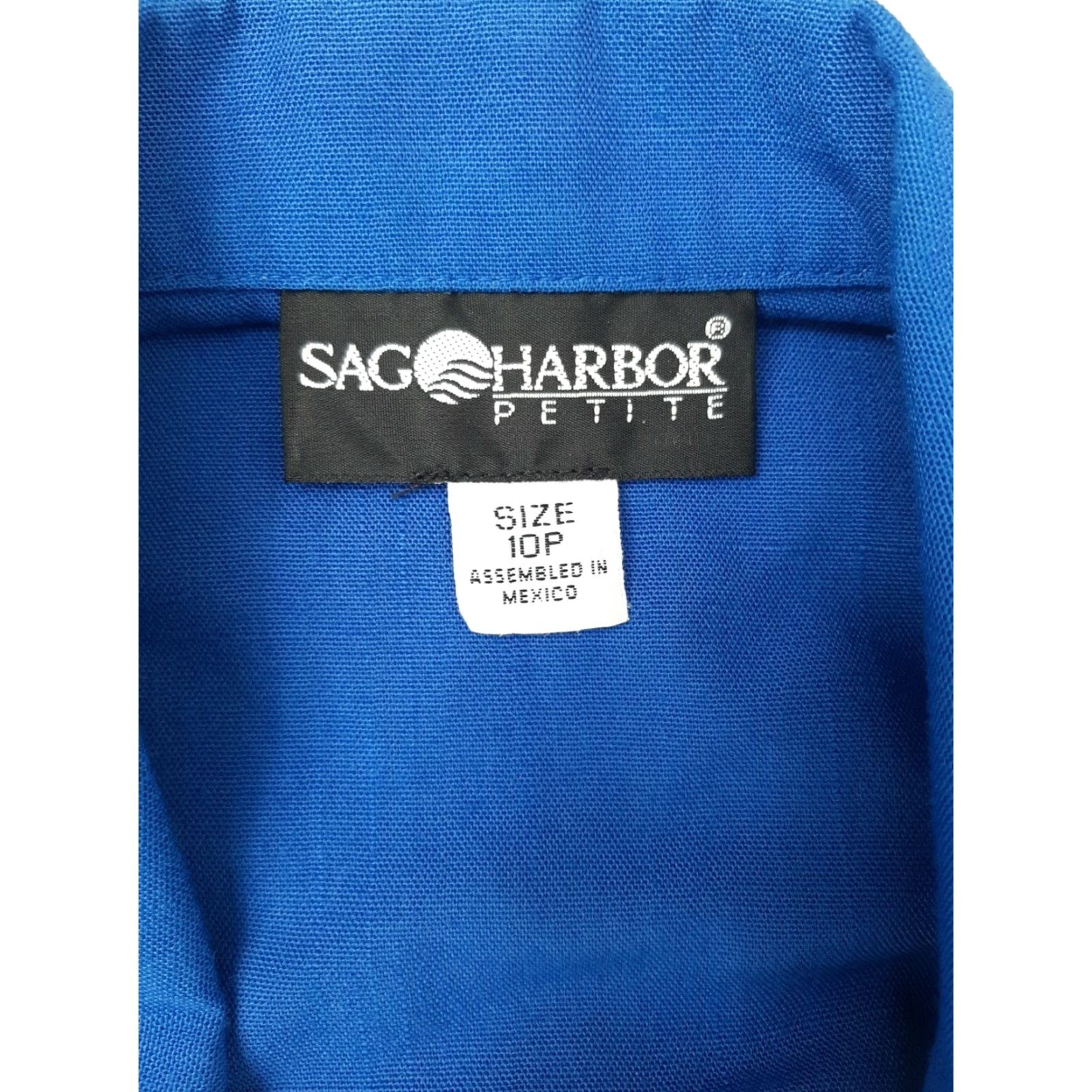 Vintage Sag Harbor Shirt Jacket Blue Petite SZ 10P Womens Short Sleeve V-Neck Pockets Button-Back Jacket Style Size L / US 10 / IT 46 - 2 Thumbnail