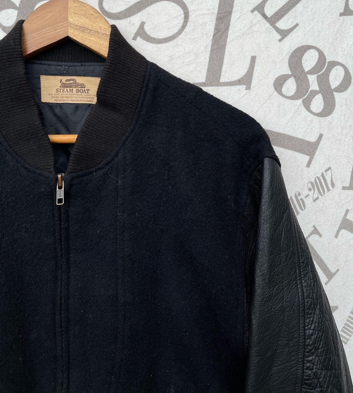 Issey Miyake 🔥Vintage 80's Steam Boat Japan Leather Sleeve Bomber Jacket Size US M / EU 48-50 / 2 - 10 Thumbnail
