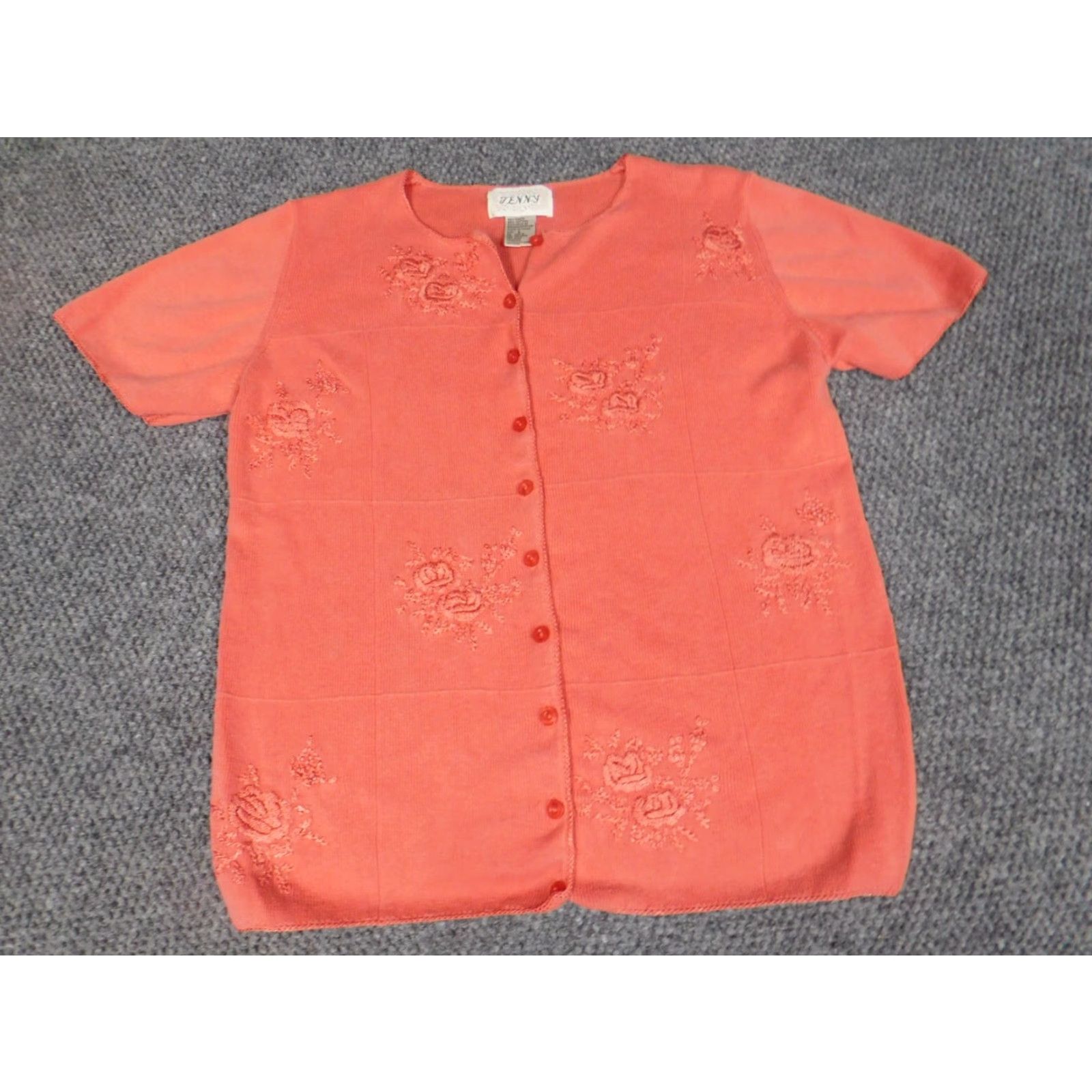 Vintage Jenny Womens Sweater Small Pink pullover stretch Crew Neck Short Sleeve Bell Sleeve Knit Zip Regular Size S Cotton Ramie Size S / US 4 / IT 40 - 4 Thumbnail