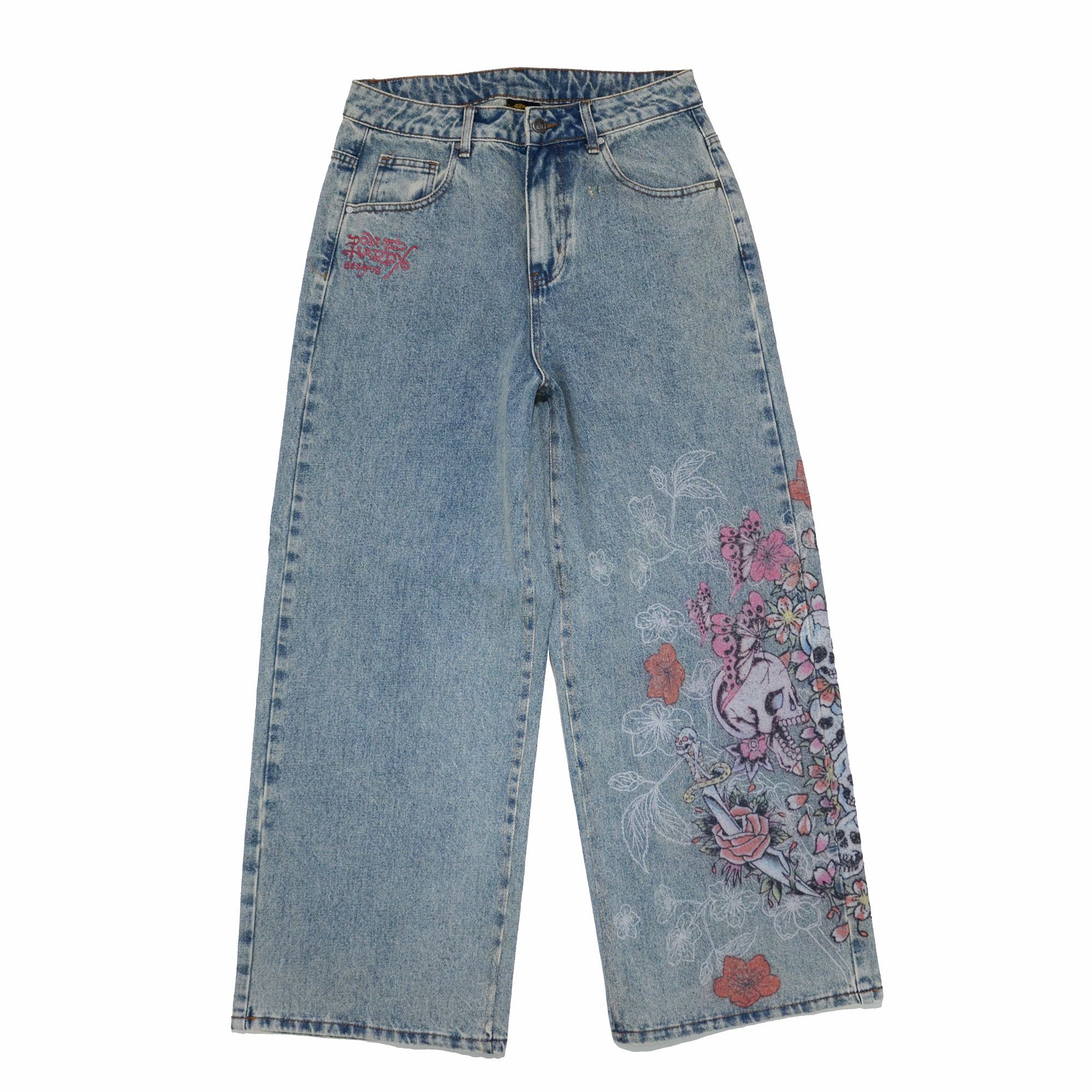 Ed Hardy [Tiny Flaw & Wrong Size Tag] Ed Hardy Jeans Wide Leg Size US 31 - 1 Thumbnail