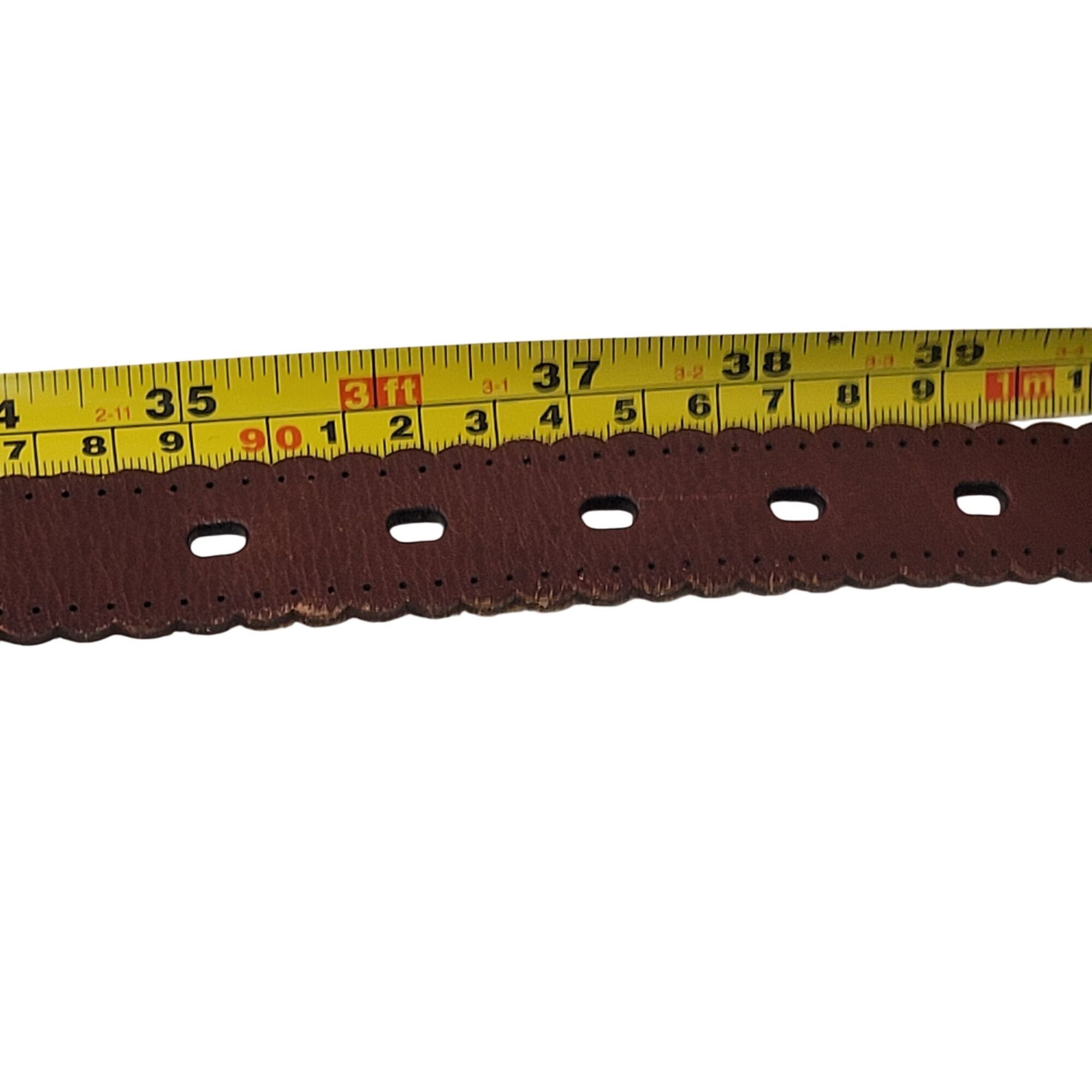 Fossil Vintage Fossil Womens Brown Leather Belt L Scalloped Perfora Size ONE SIZE - 7 Thumbnail