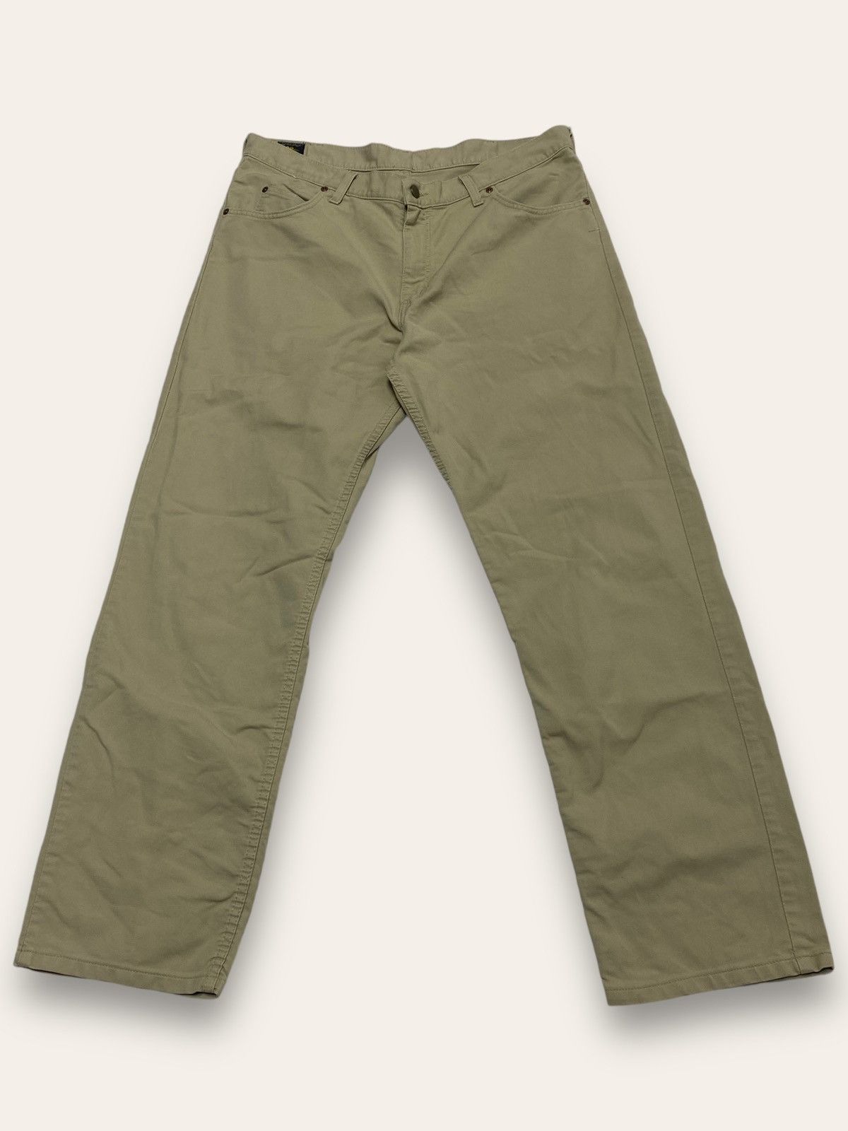 Lee 90s Vintage LEE Beige Pants Baggy Wide W35 L31 Size US 35 - 2 Thumbnail