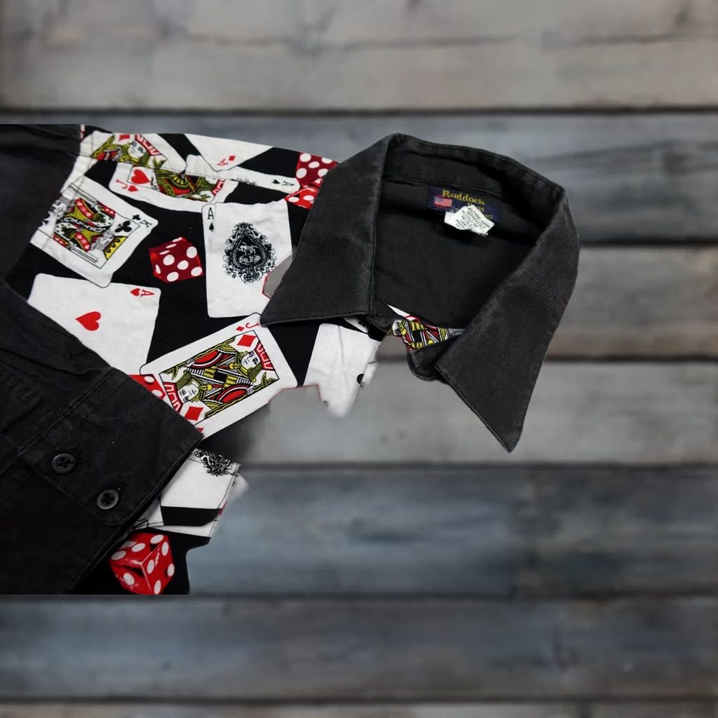 Vintage VINTAGE Ruddock Bros Shirt Mens XL Black Playing Cards Dice Casino Long Sleeve Size US XL / EU 56 / 4 - 1 Thumbnail