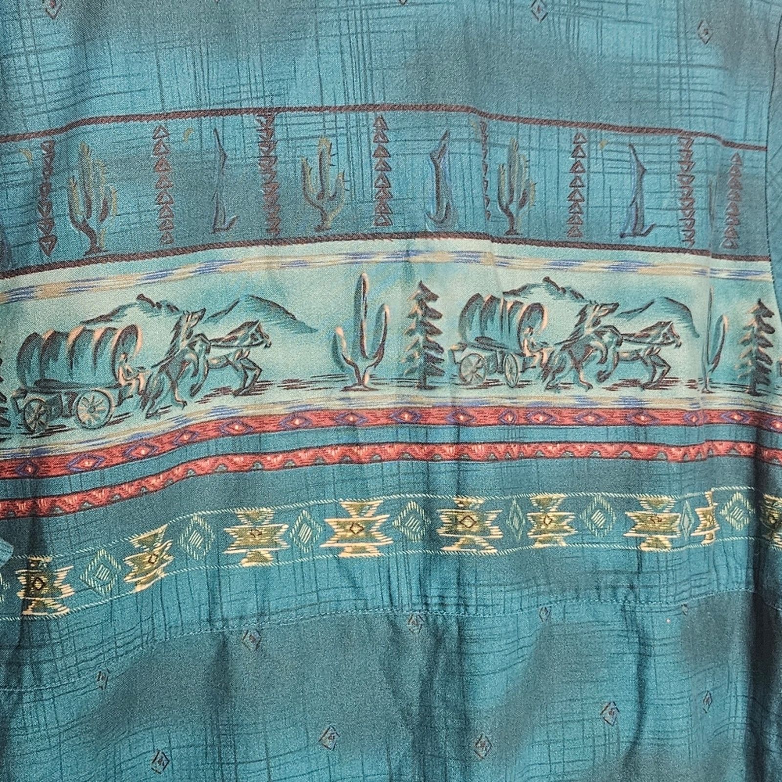 Panhandle Slim Vintage Panhandle Slim Green Wagon Horse Western Button Down Size L / US 10 / IT 46 - 5 Thumbnail