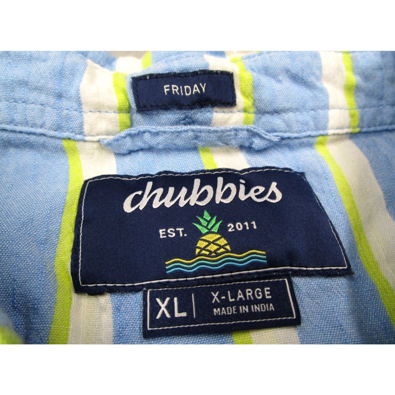 Chubbies Chubbies Button Up Shirt Mens Extra Large Blue Striped Short Sleeve Casual Resort Friday Shirt Mens Size US XL / EU 56 / 4 - 3 Thumbnail