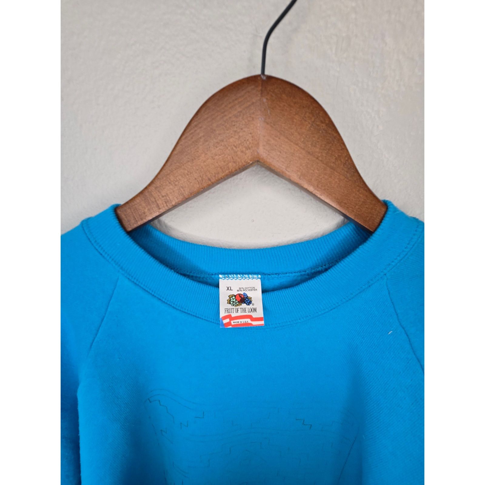 Fruit Of The Loom × Vintage Vintage Crewneck XL Blue Faded Graphic Sweatshirt Size US XL / EU 56 / 4 - 5 Thumbnail