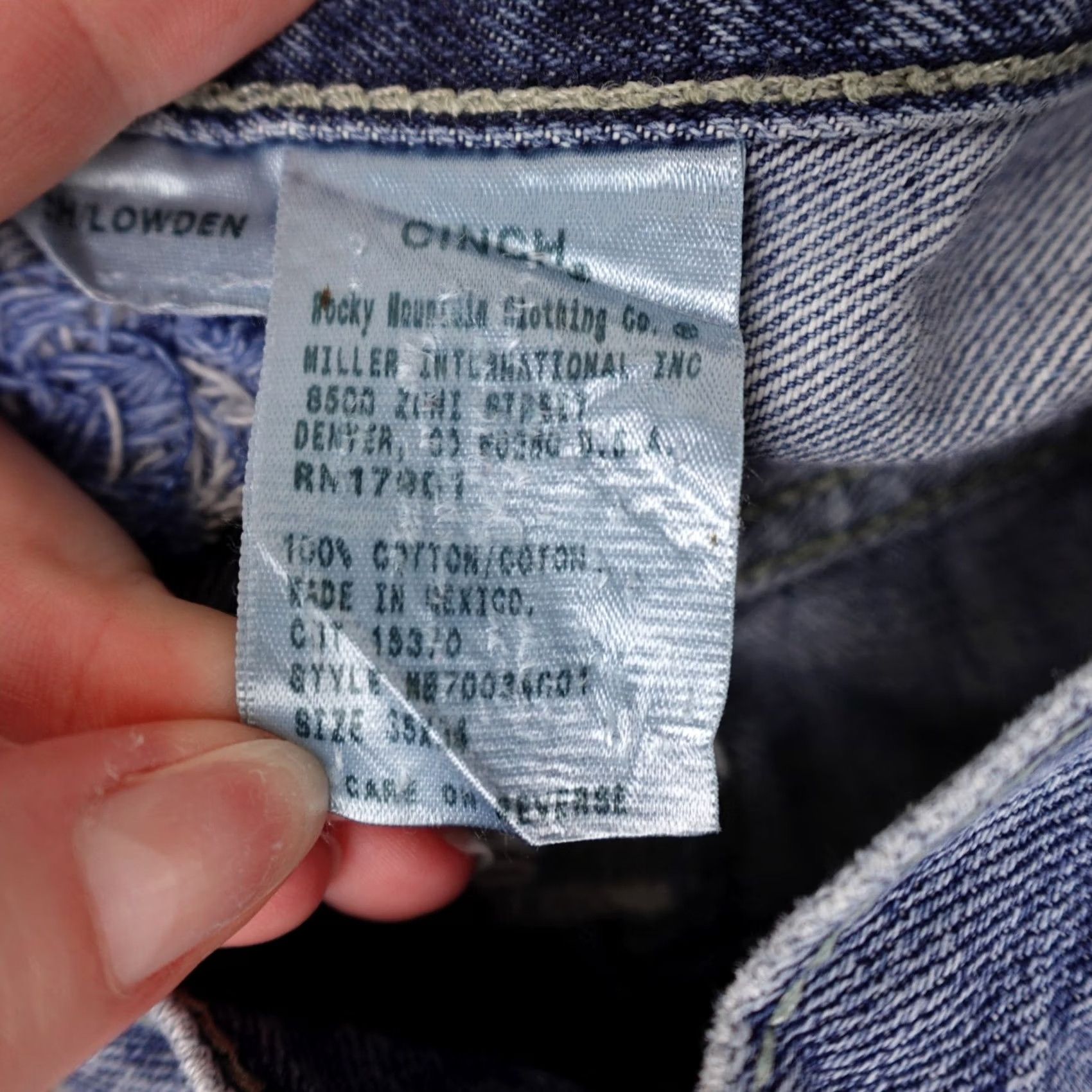 Denime Cinch Jeans Mens 35 (32x32 Actual) Blue Denim Light Wash Western Work Wear Jeans Mens Regular Blue USA 90s Style Size US 35 - 3 Thumbnail