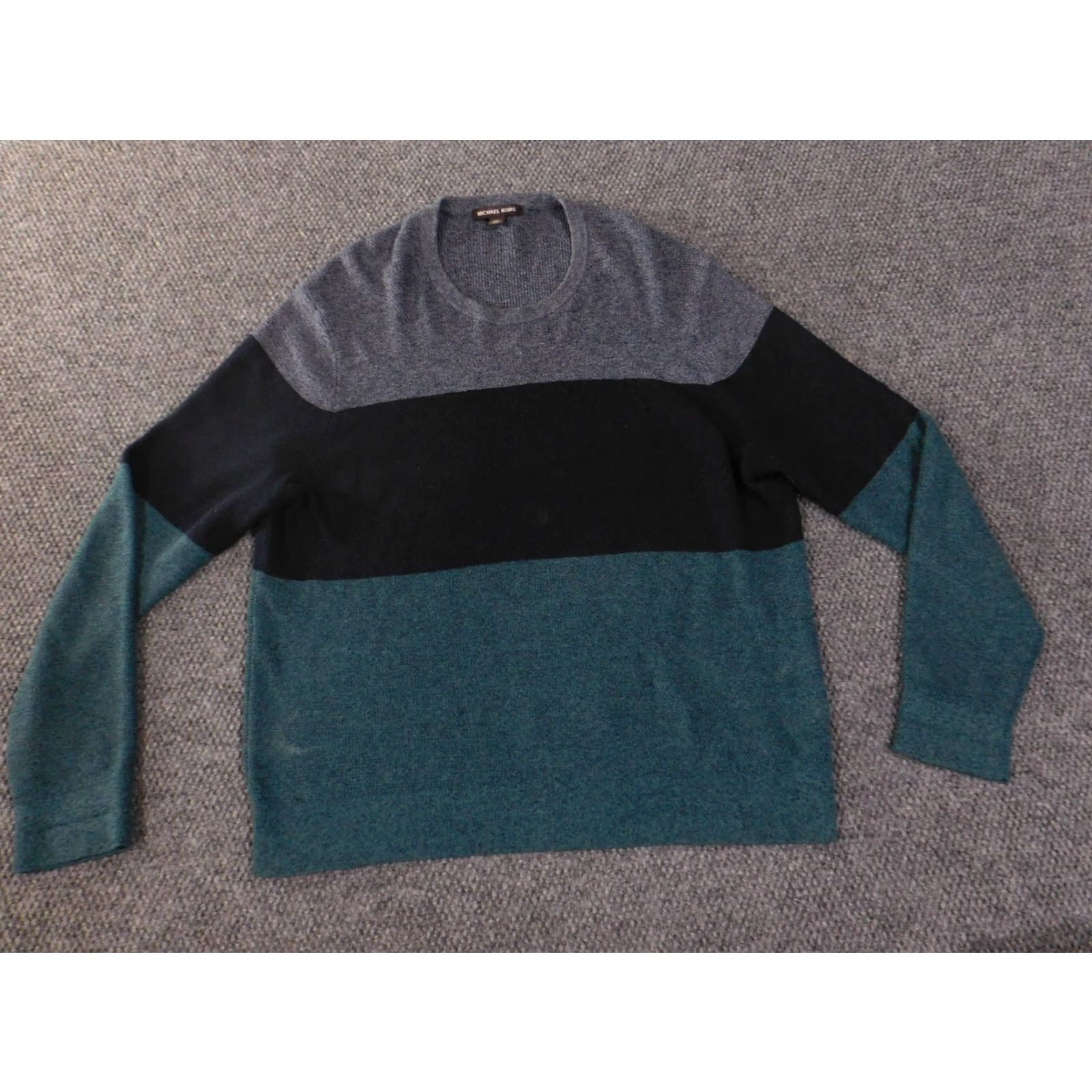 Michael Kors Michael Kors Sweater Mens XL Green Striped Cotton Wool Crewneck Pullover Size US XL / EU 56 / 4 - 4 Thumbnail
