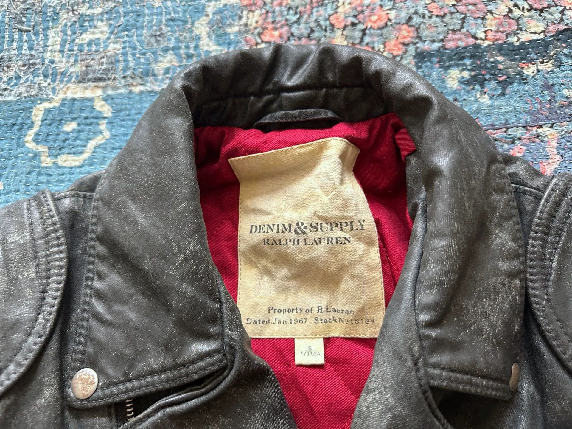 RRL Ralph Lauren RRL Slant Zip Coated Motorcycle Jacket Tiger Head Size US S / EU 44-46 / 1 - 6 Thumbnail