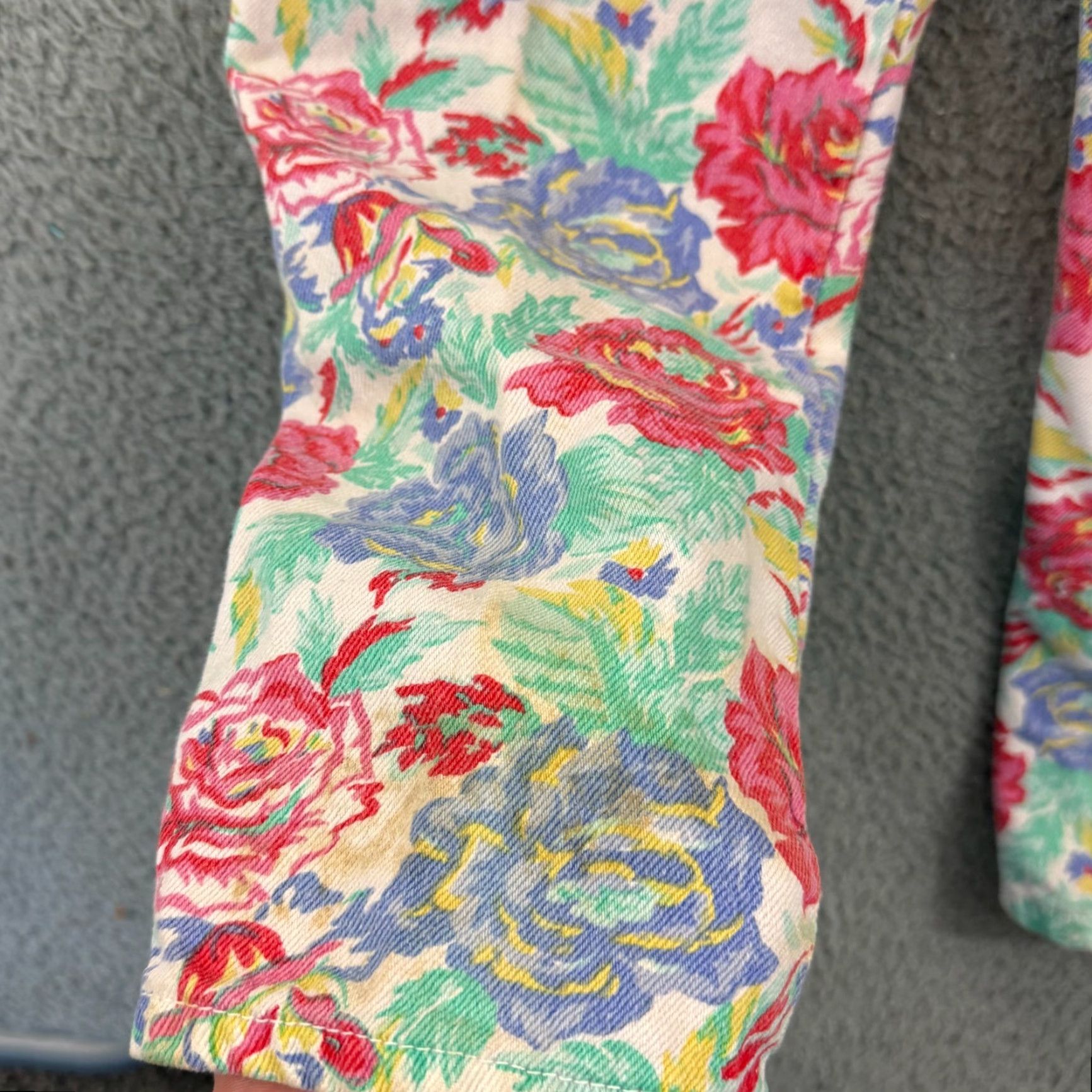 Vintage VINTAGE Palmettos Jeans Juniors 7 High Waisted Floral Pastel 80s Straight Casual Womens Boys? Size 28" / US 6 / IT 42 - 7 Thumbnail